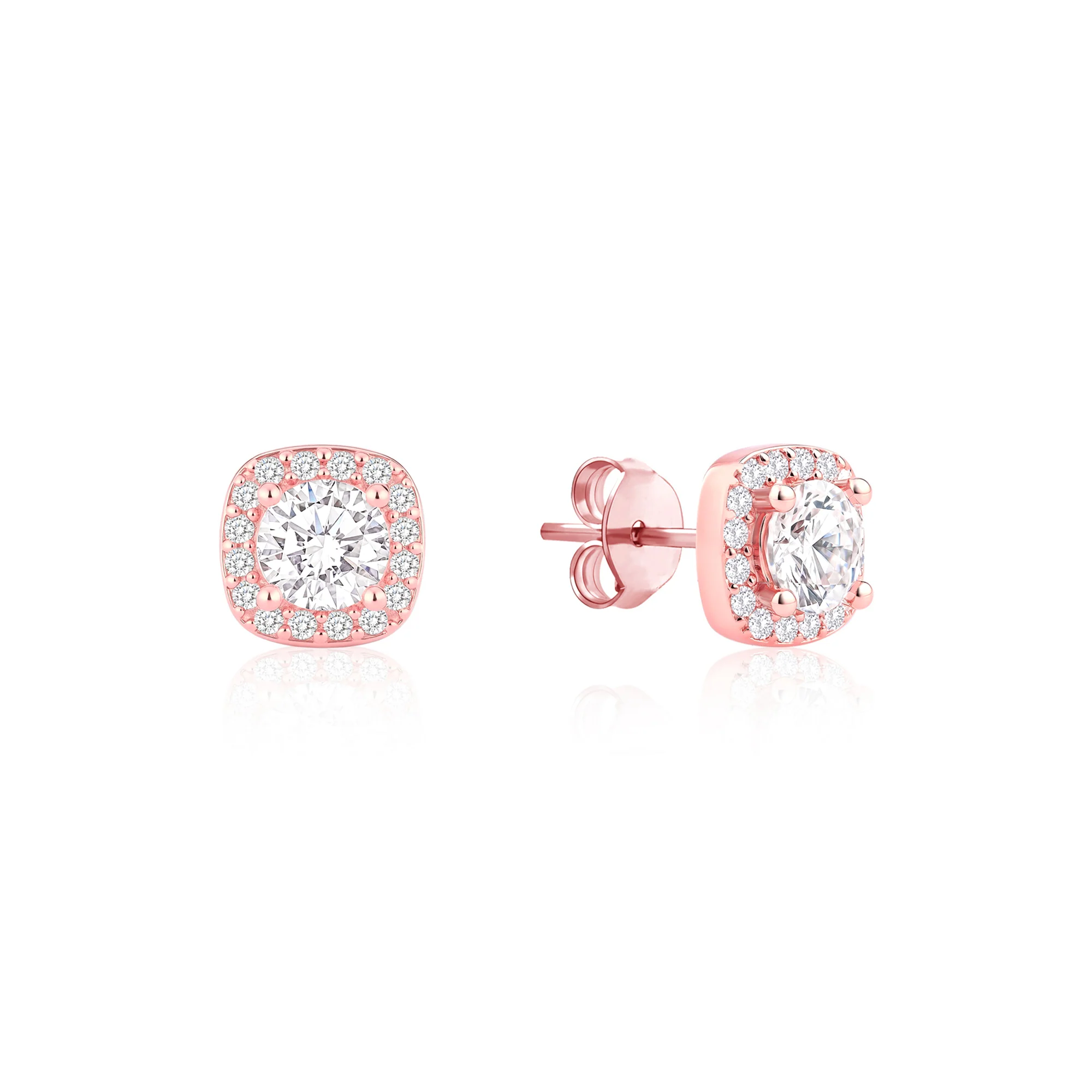 Halo CZ Stud Earrings - Image 2