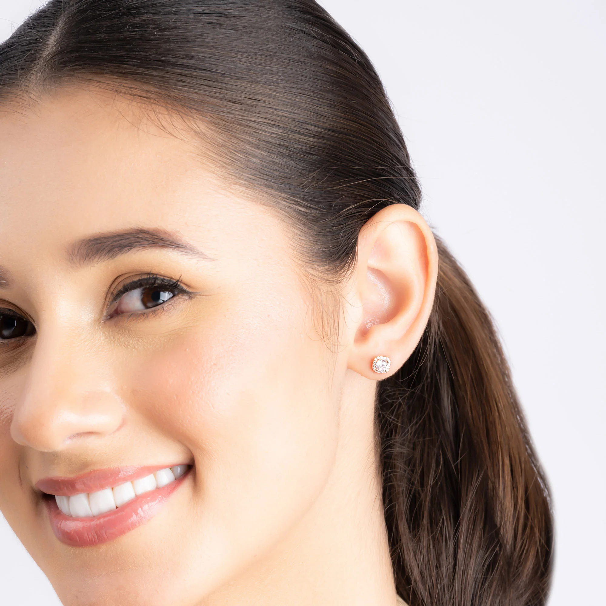 Halo CZ Stud Earrings - Image 3