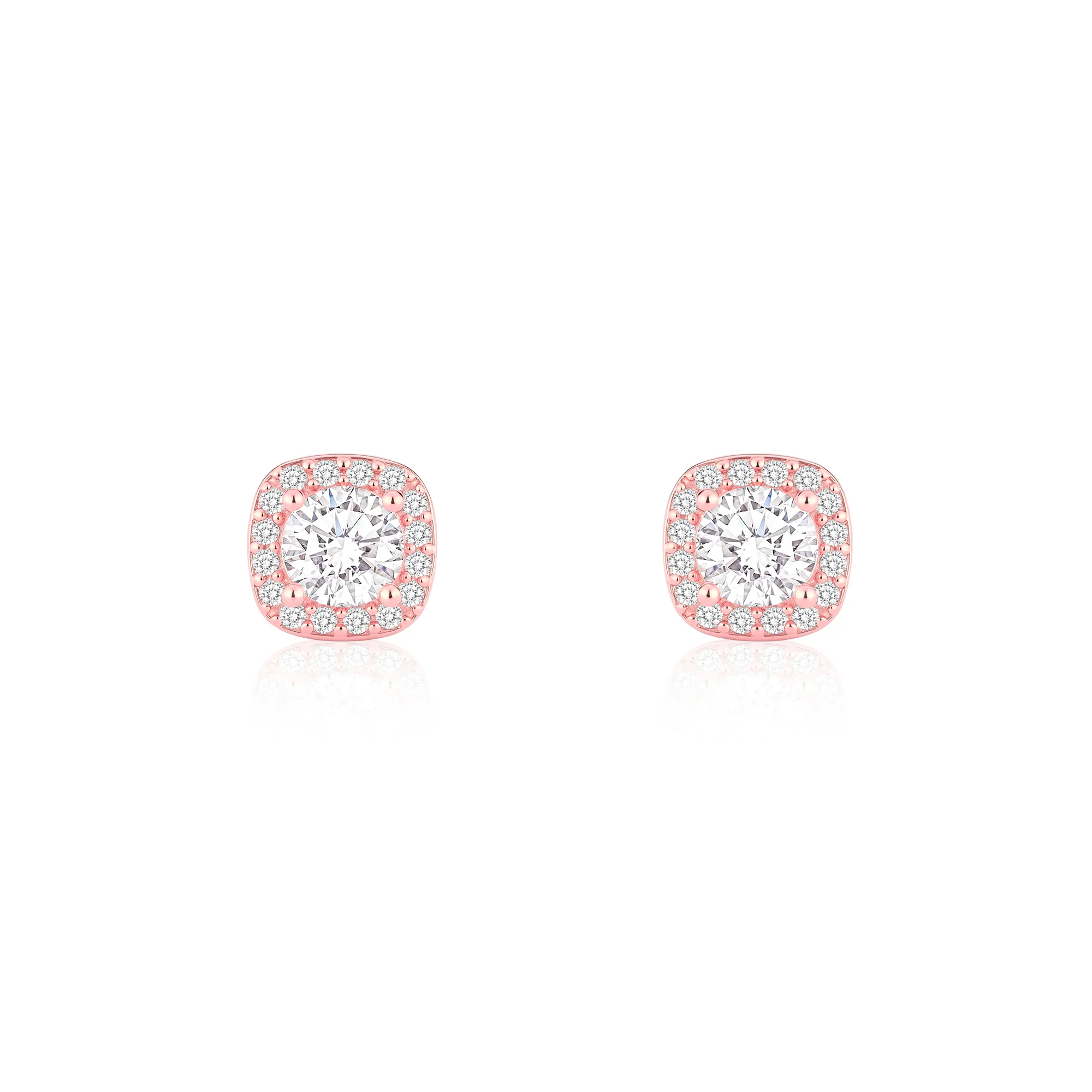 Halo CZ Stud Earrings - Image 4
