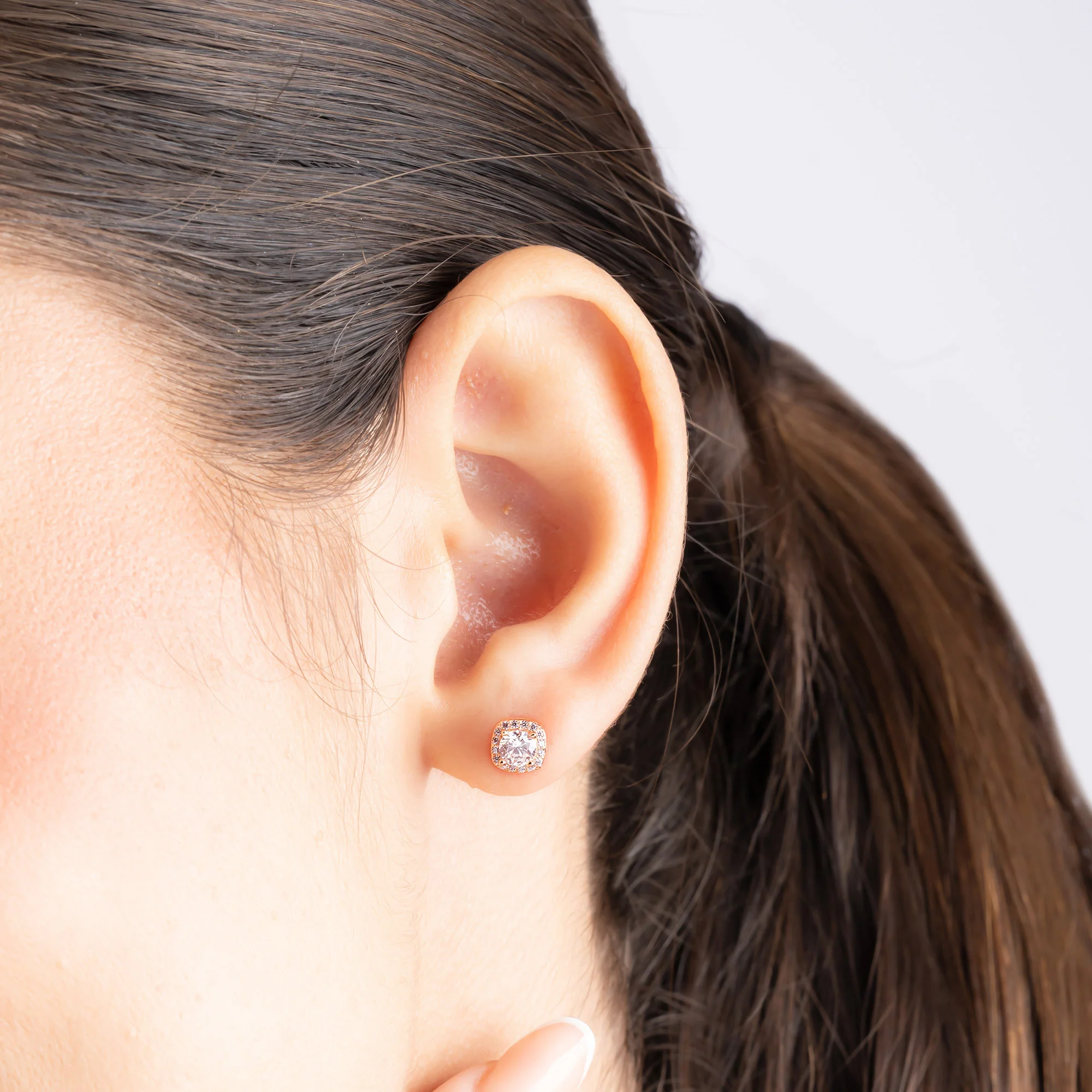 Halo CZ Stud Earrings - Image 5