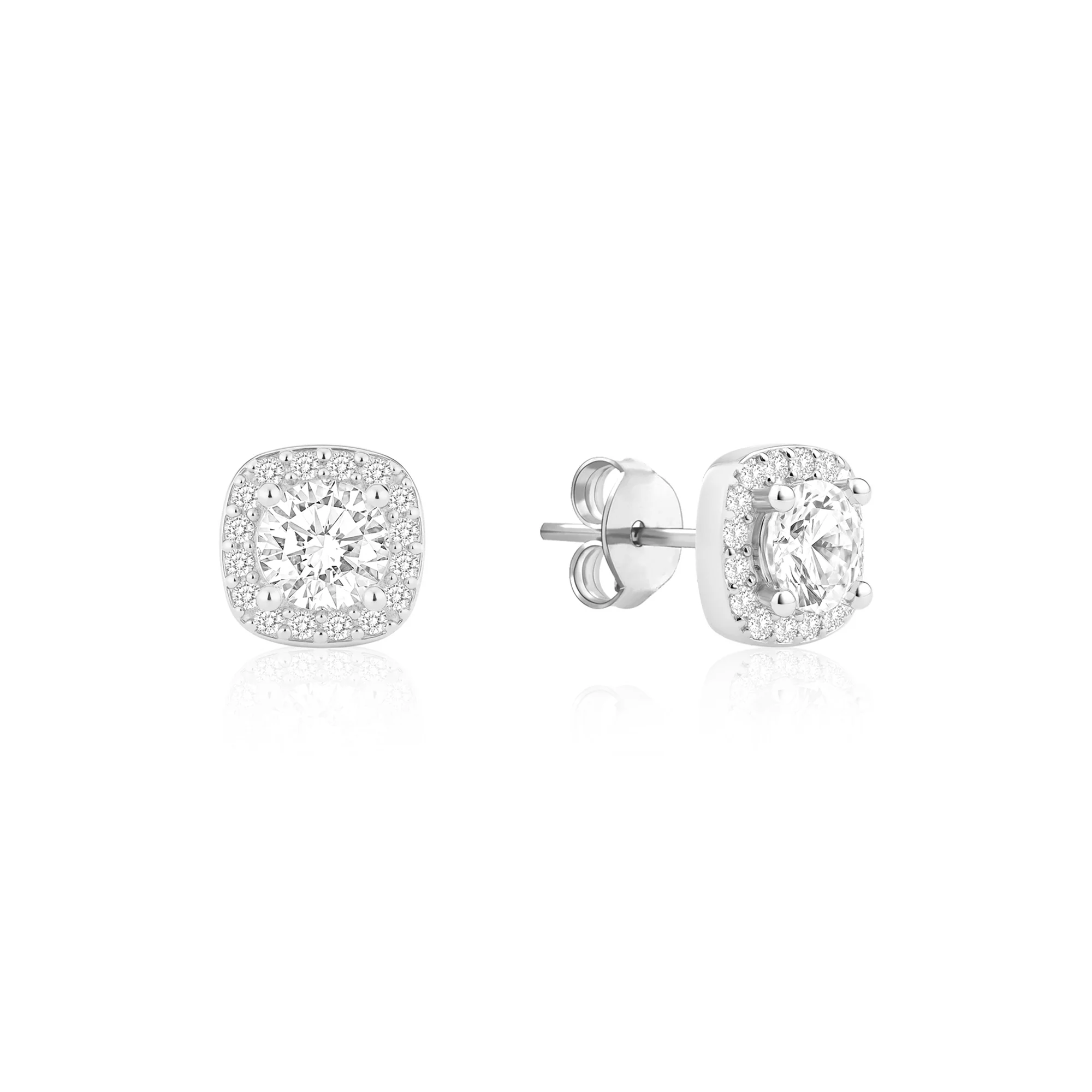 Halo CZ Stud Earrings - Image 8