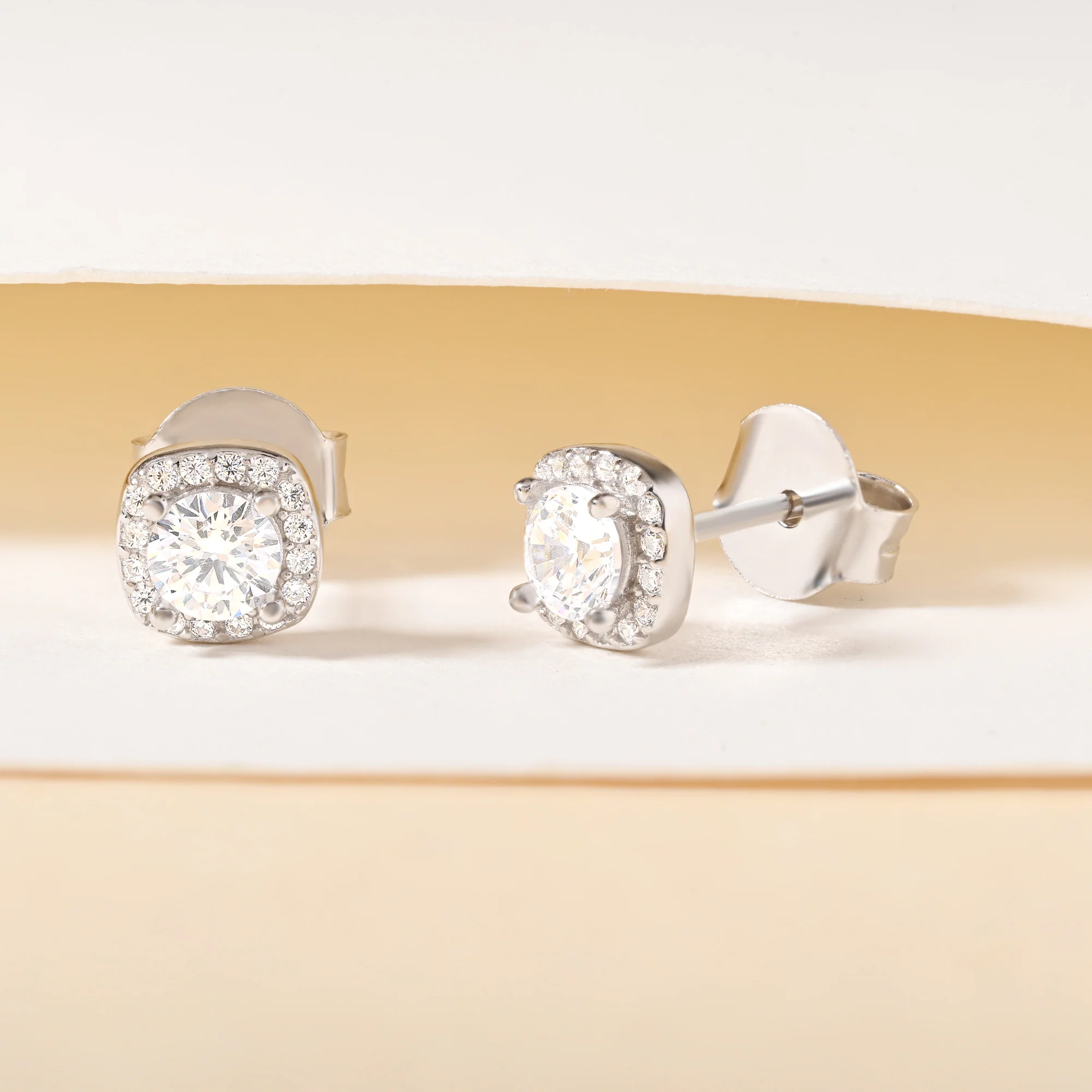 Halo CZ Stud Earrings - Image 9