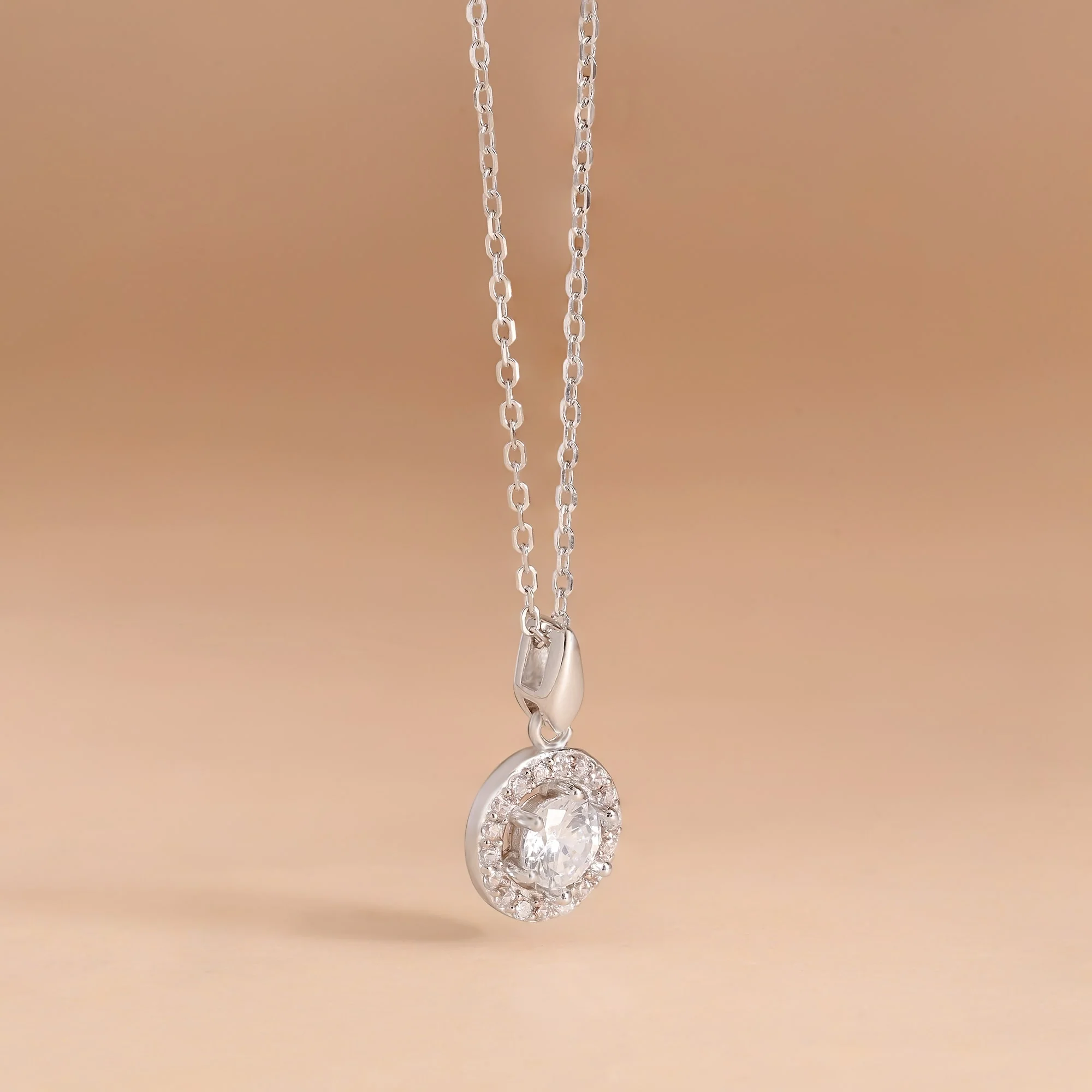 Halo Solitaire Studded Necklace