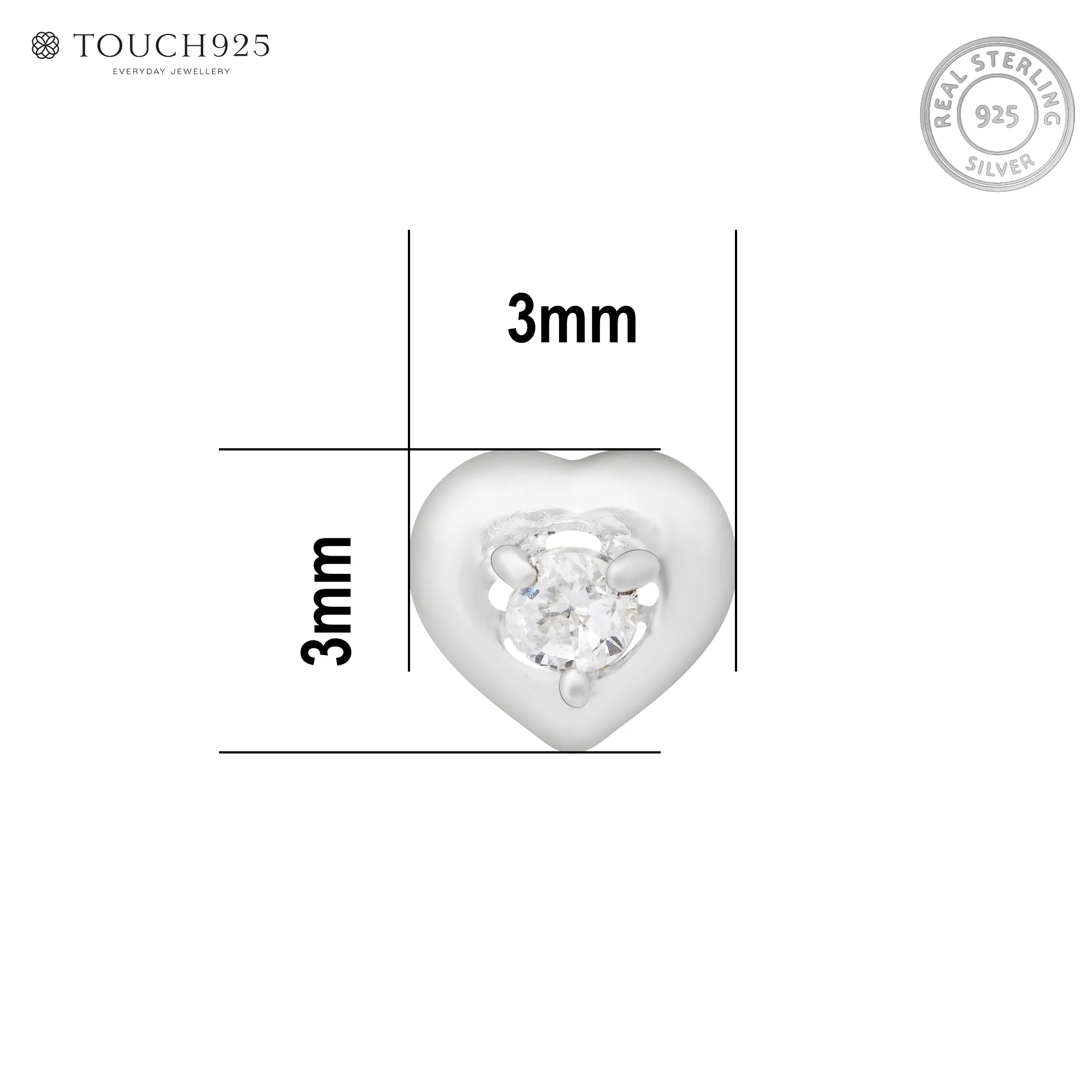 Heart-Bezel Sparkle Silver Nose Pin - Image 6