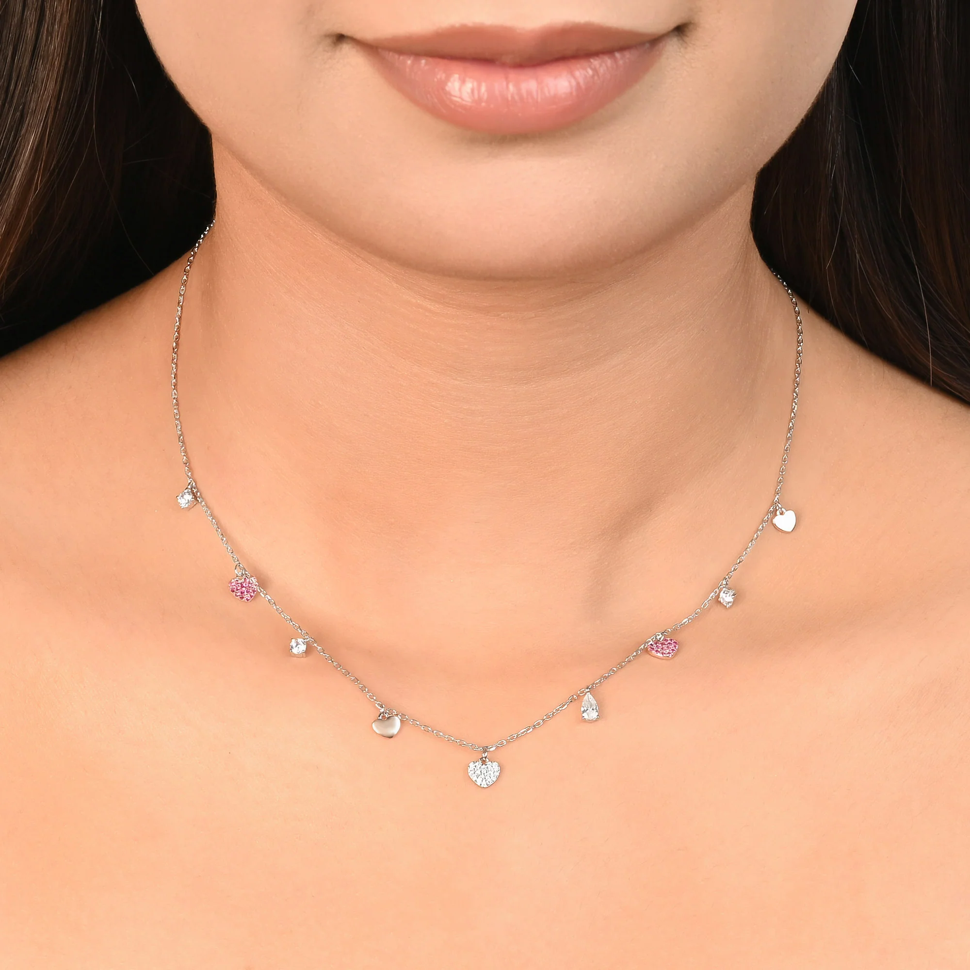 Heart Charm Drop Necklace - Image 3