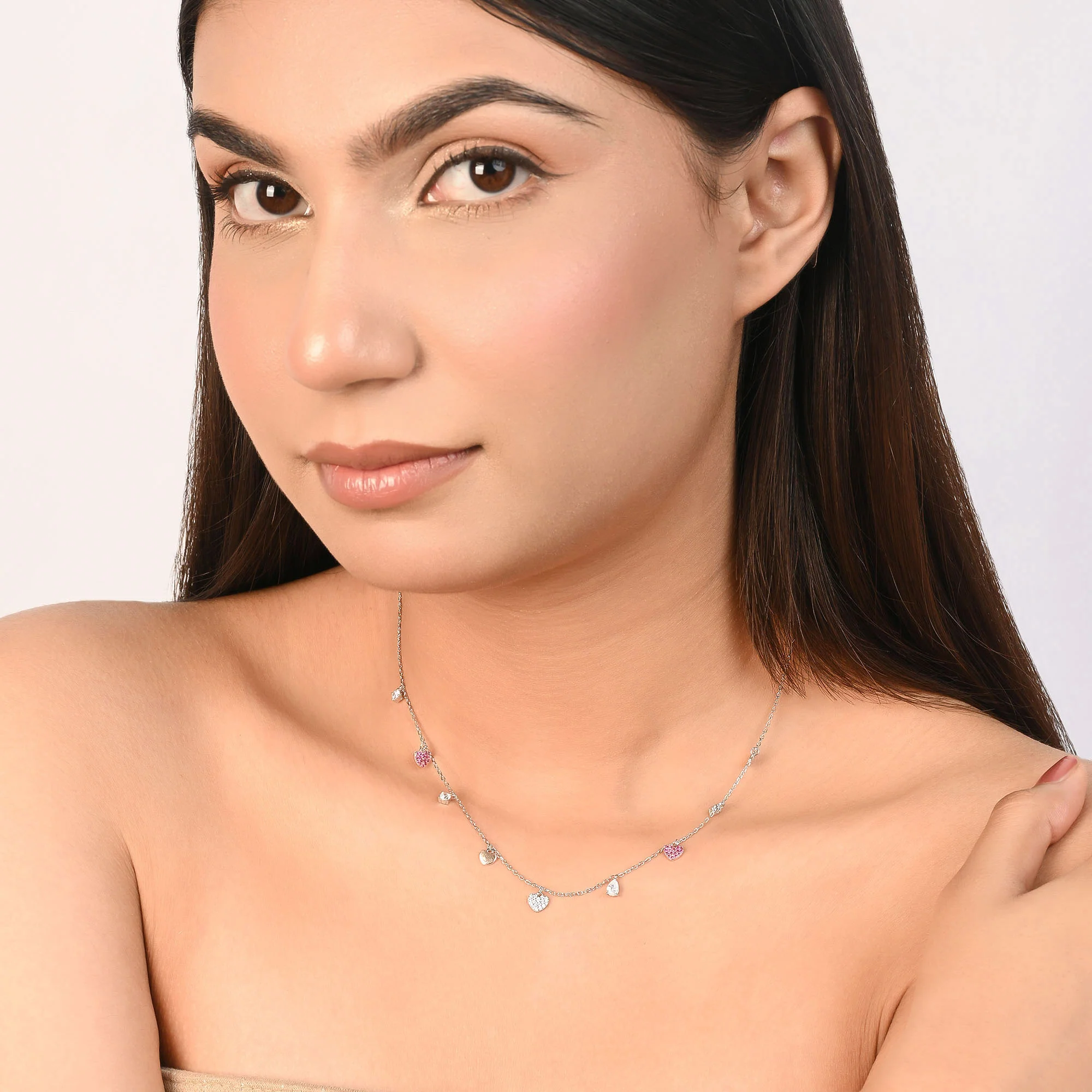 Heart Charm Drop Necklace - Image 5