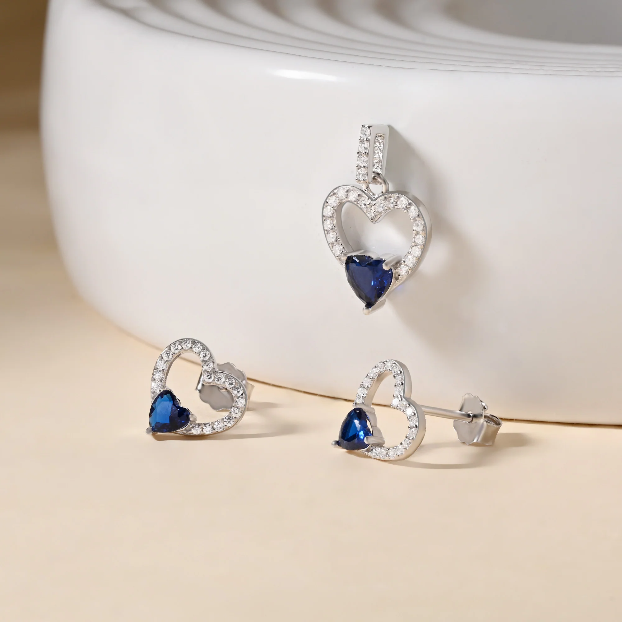 Heart CZ Pendant Set