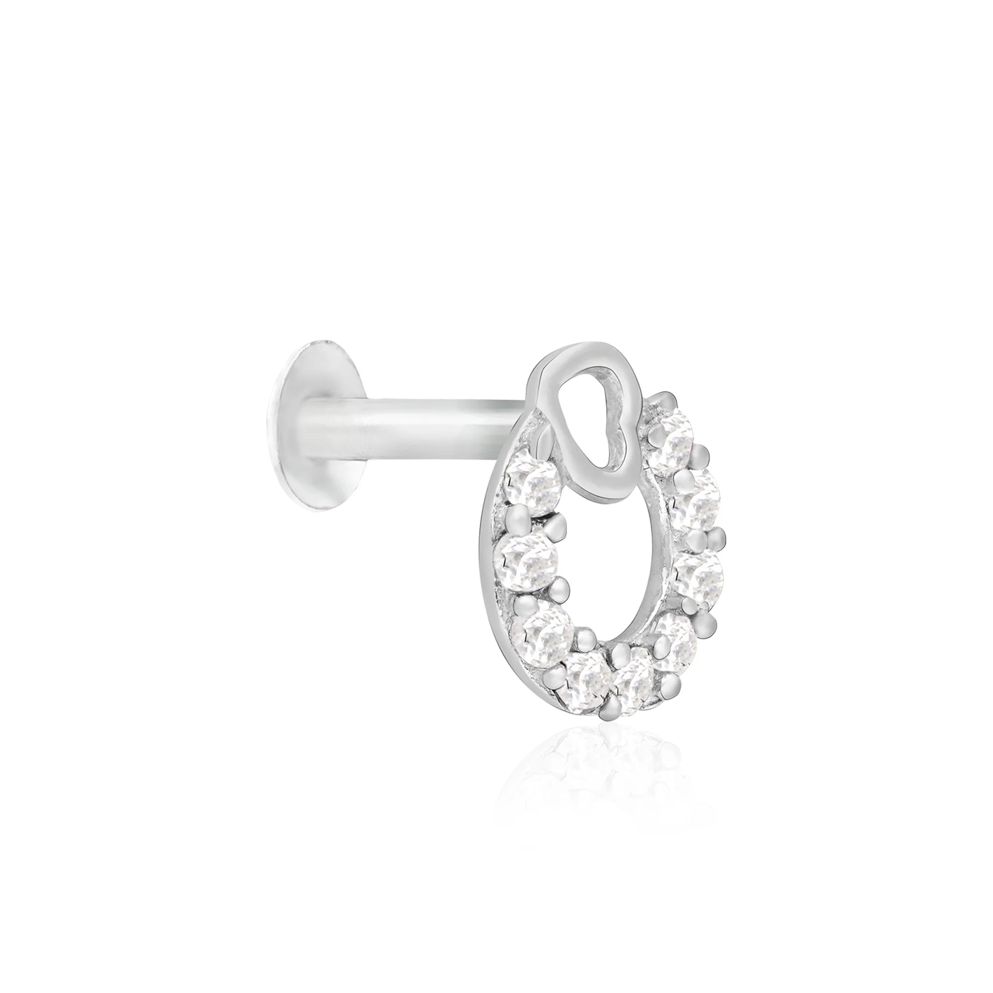 Heart Loop CZ Silver Nose Pin - Image 13