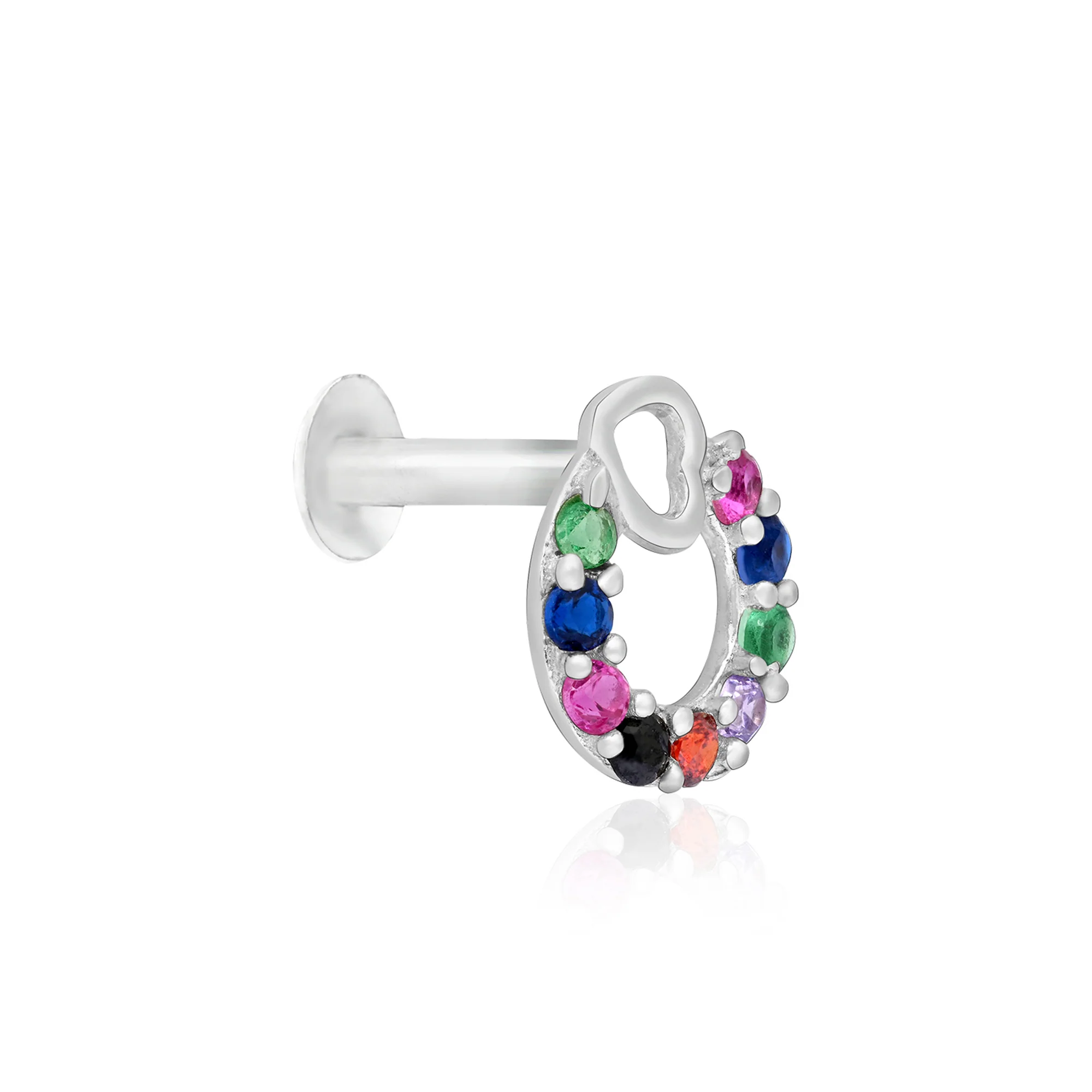 Heart Loop CZ Silver Nose Pin - Image 7