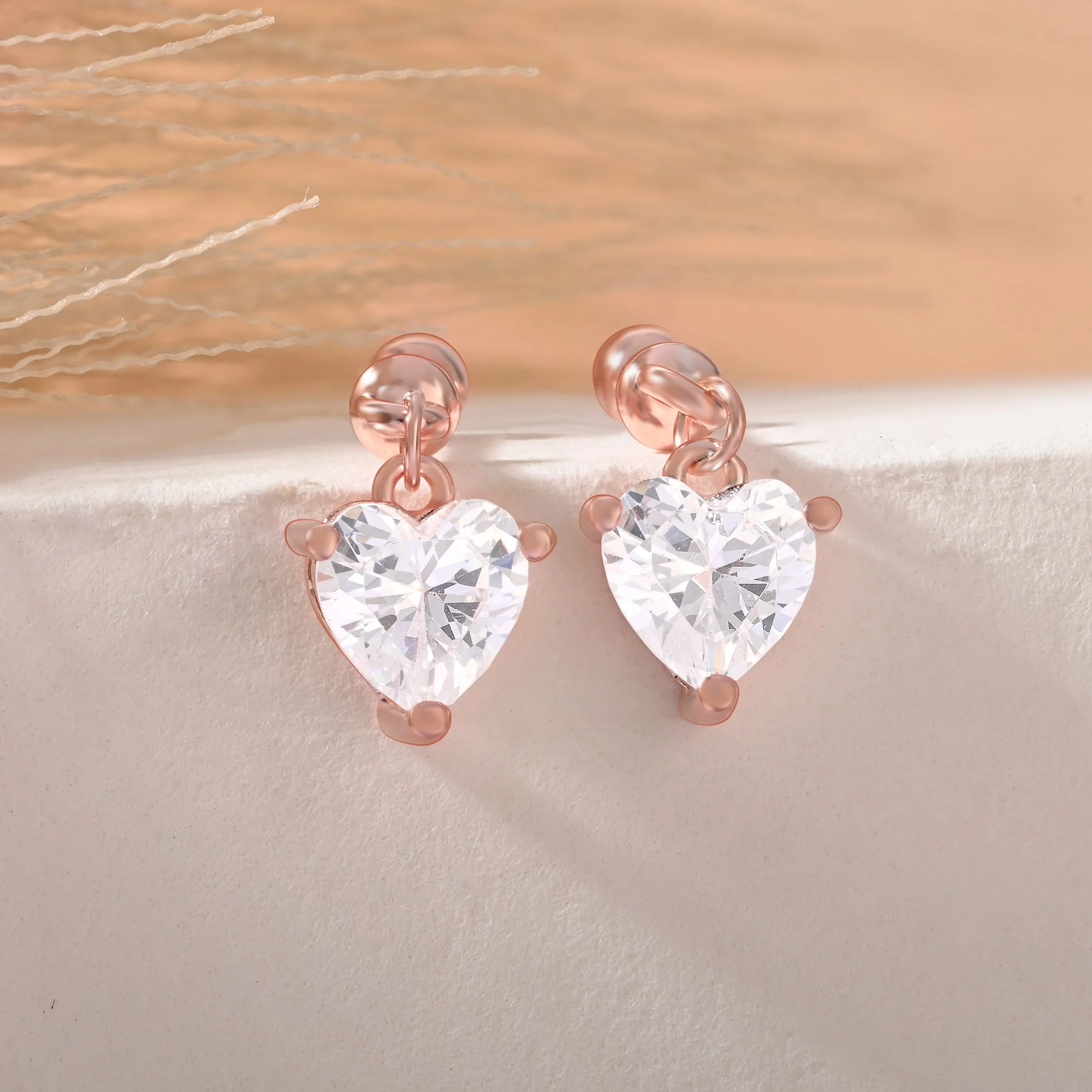 Heart Shaped Drop Earrings