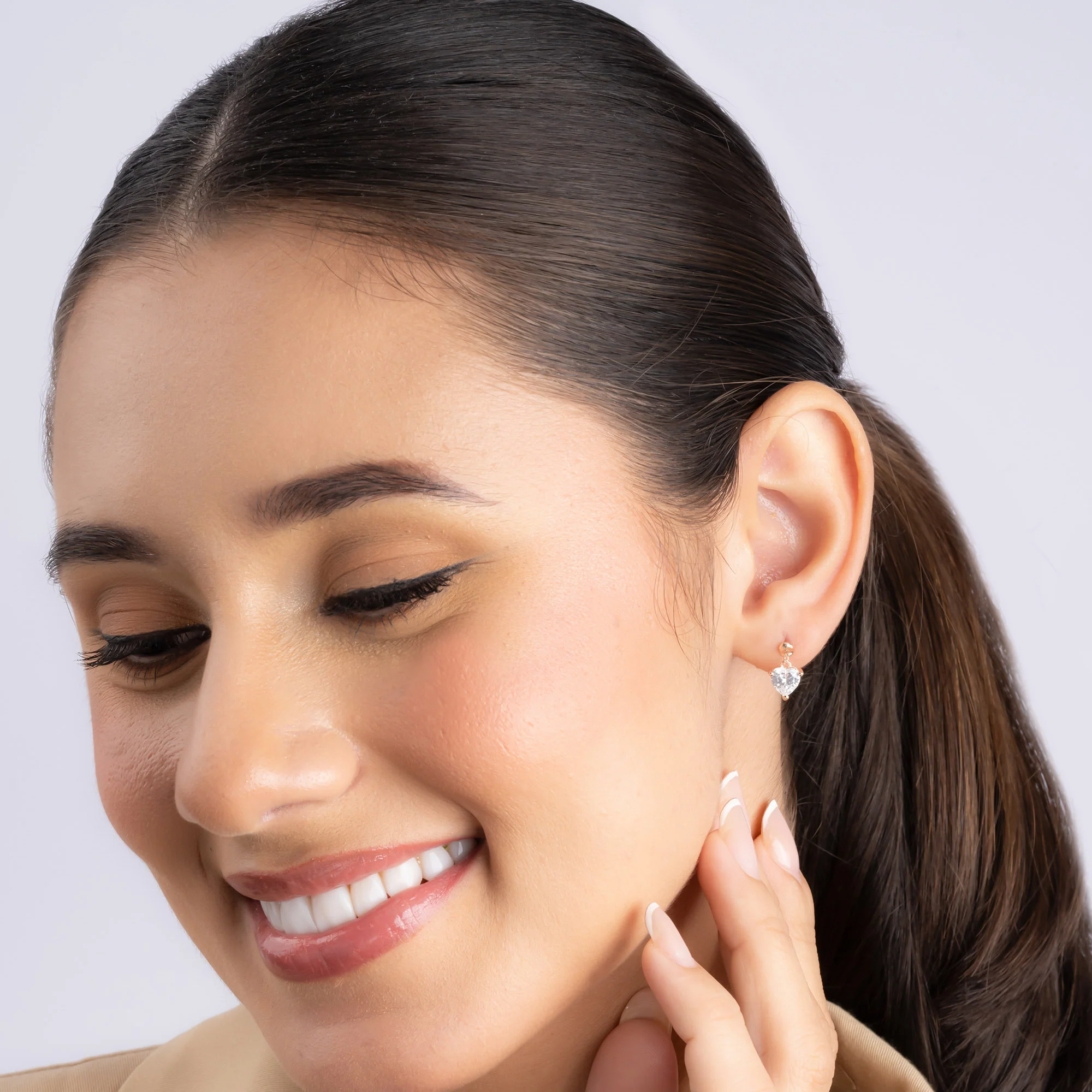 Heart Shaped Drop Earrings - Image 5