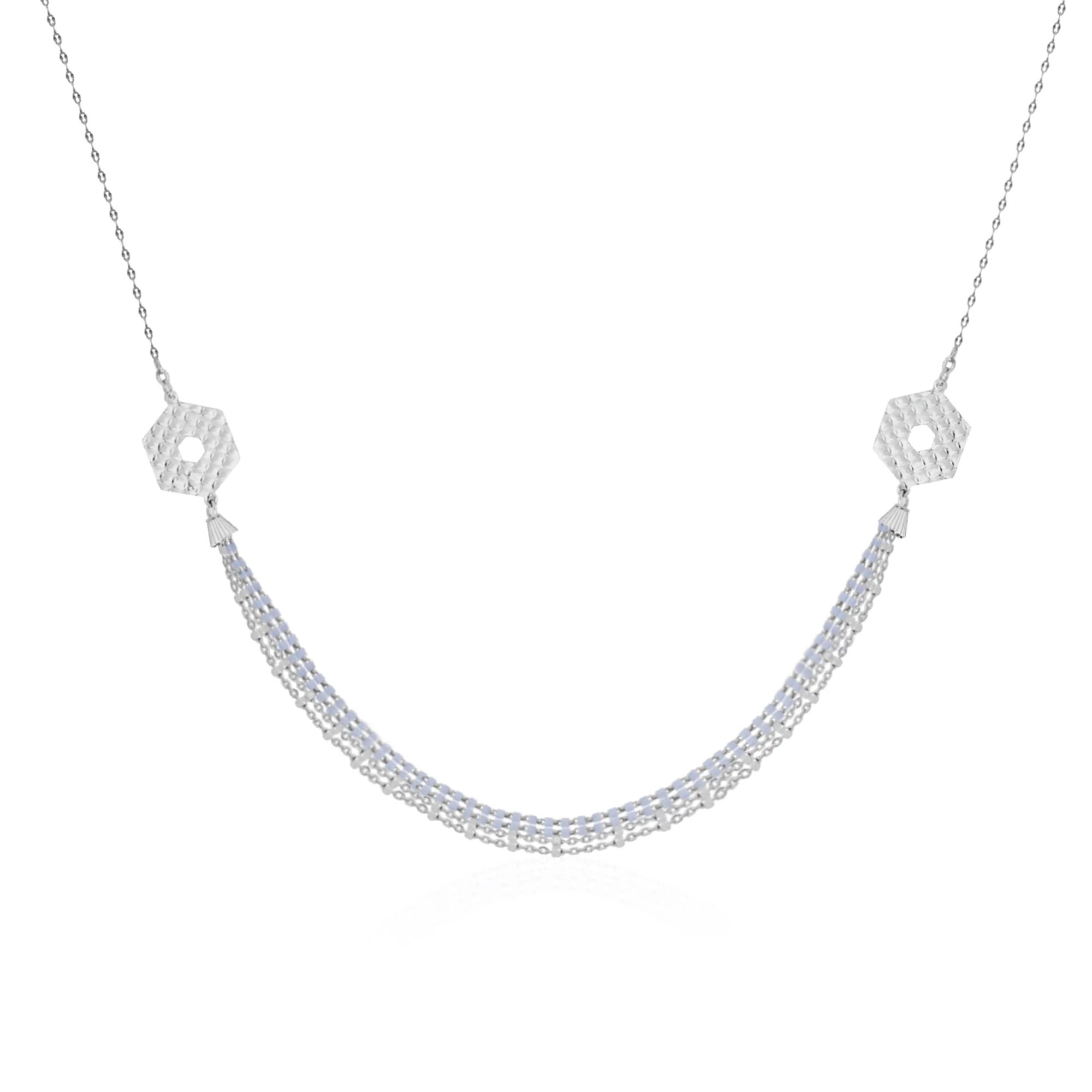 Hexa Flutter Silver Necklace Set - Image 4