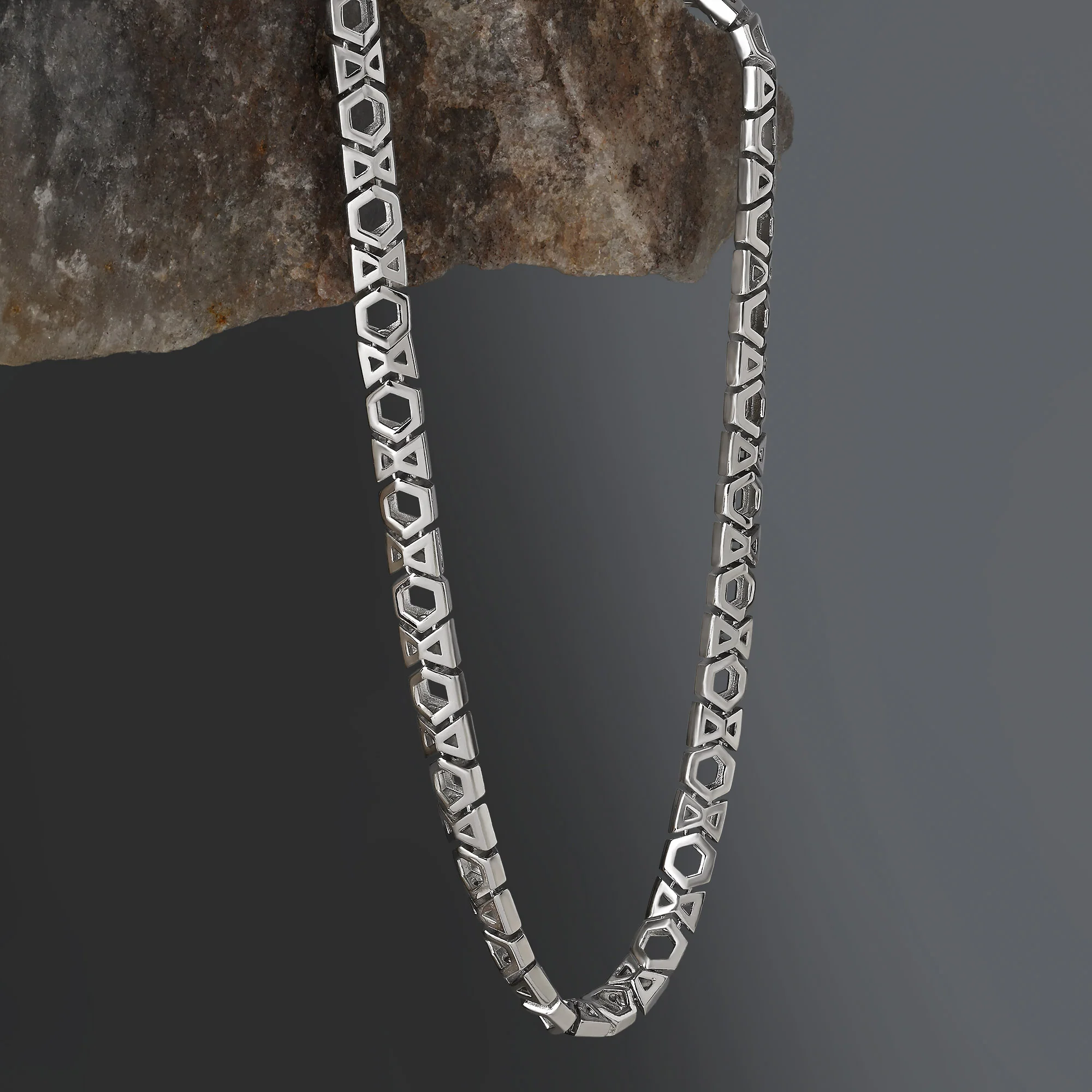 Hexa Link Silver Chain