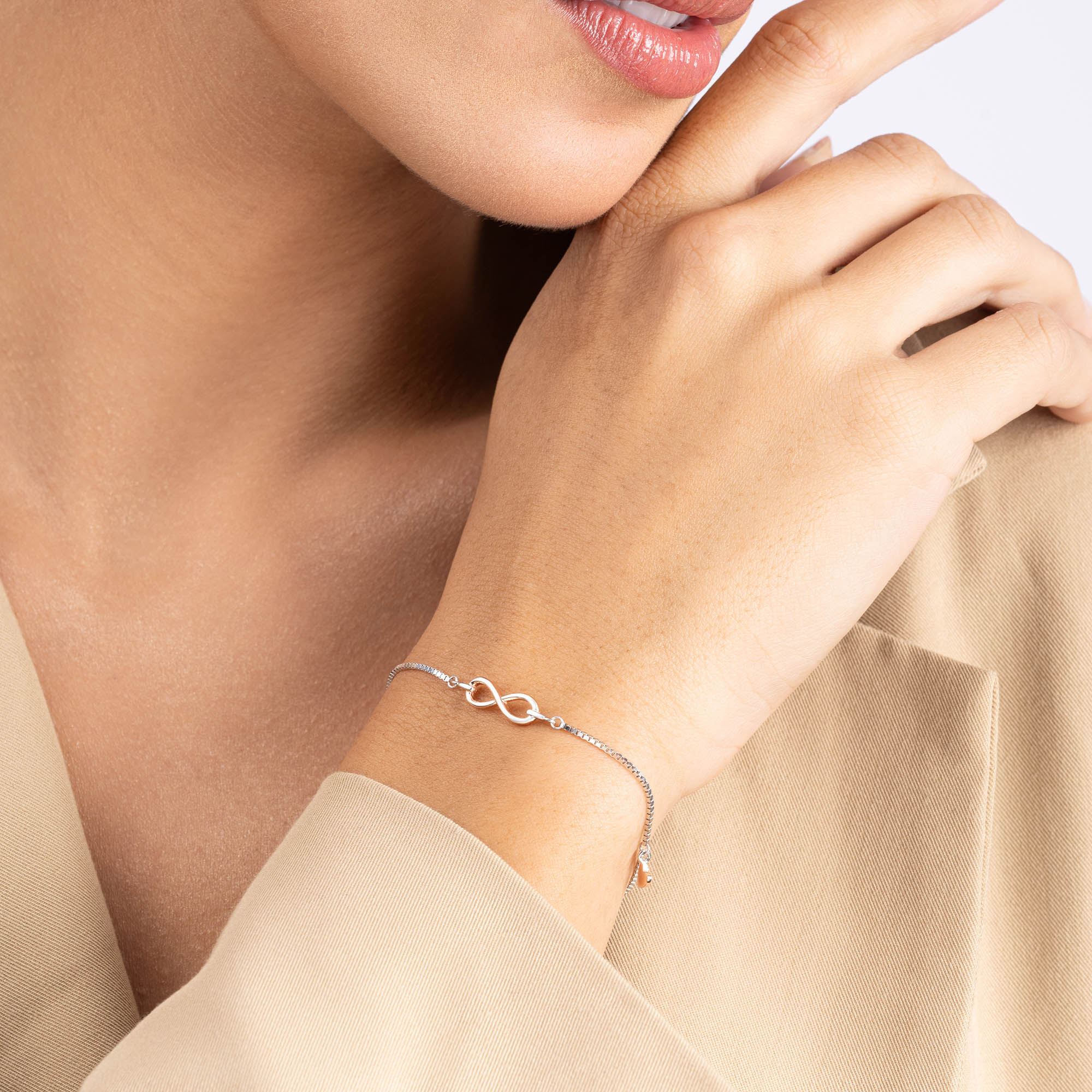 Infinity Charm Bracelet with Heart Drop - Image 4
