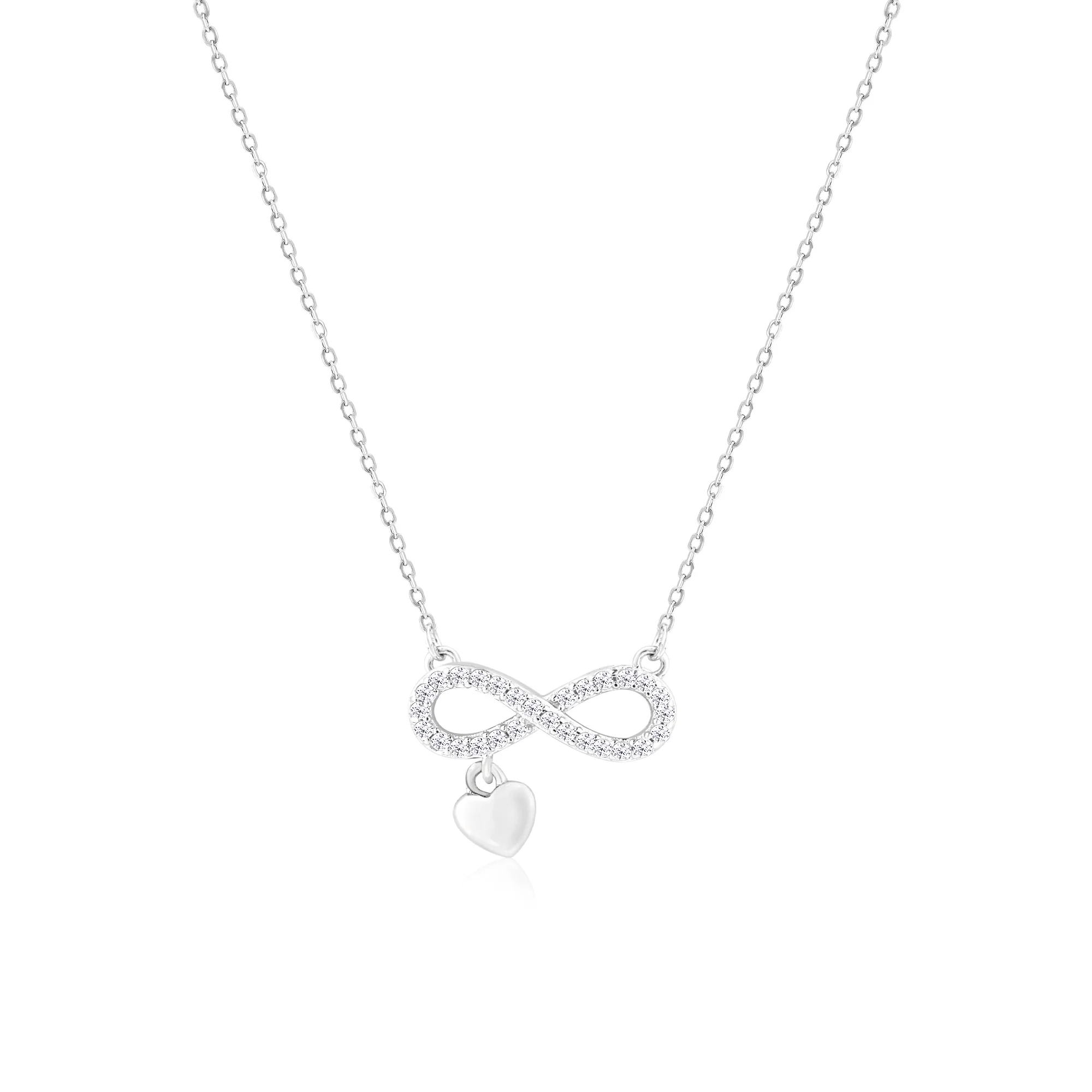 Infinity & Heart CZ Necklace - Image 2