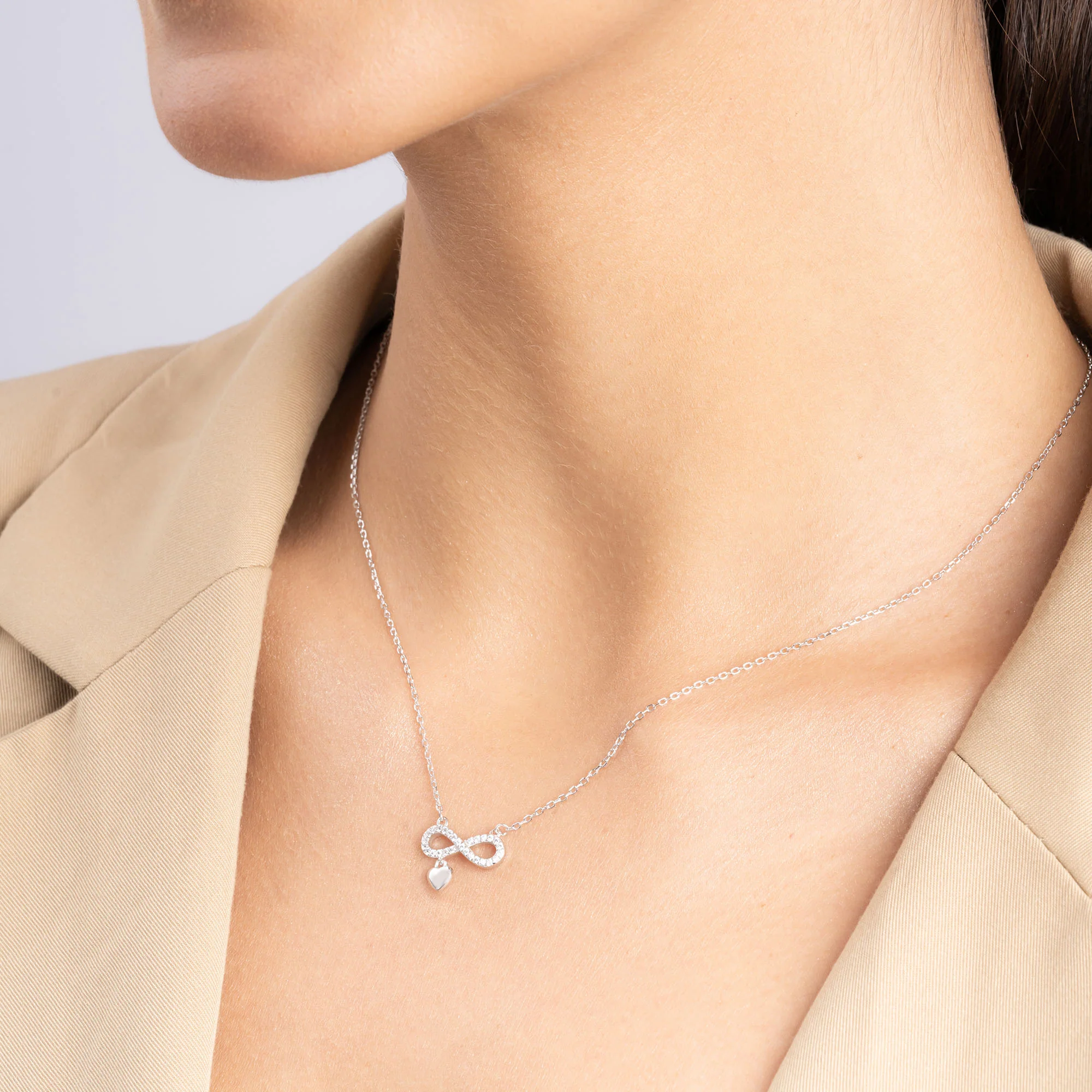 Infinity & Heart CZ Necklace - Image 4