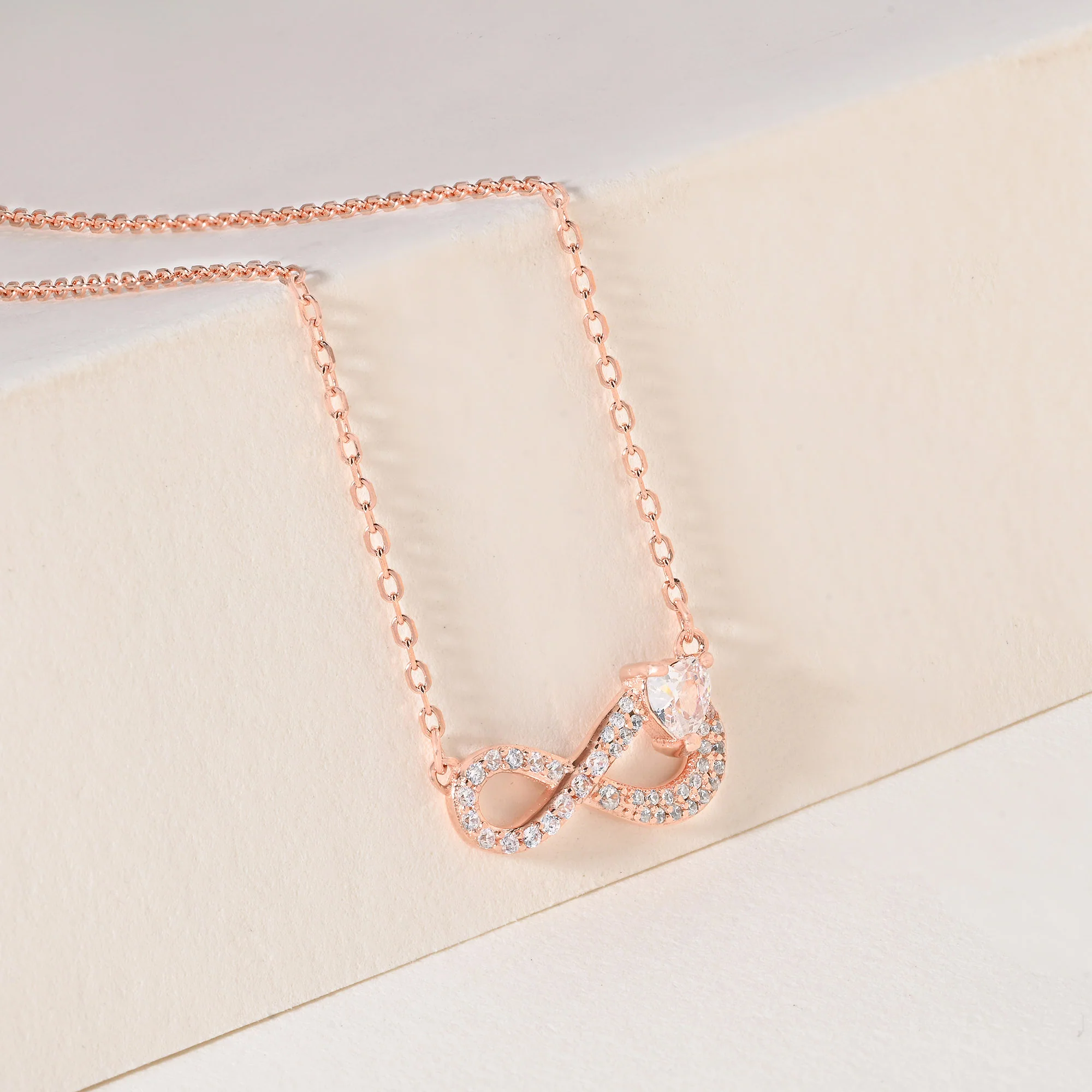 Infinity Pendant Necklace with CZ Stones