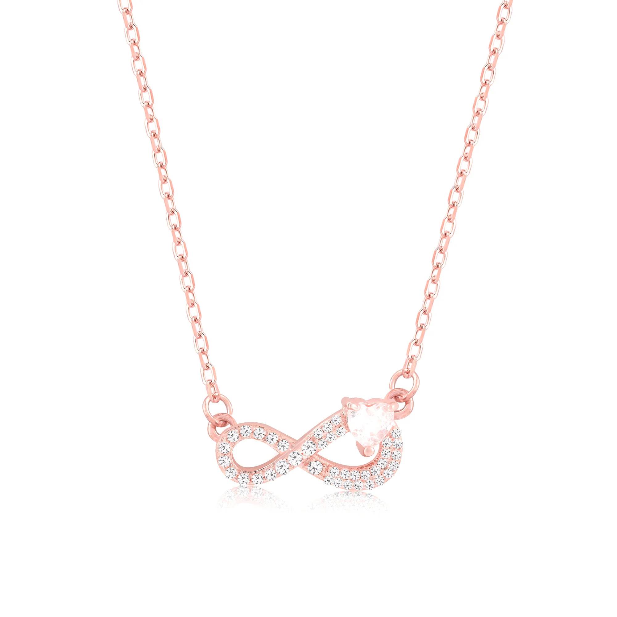 Infinity Pendant Necklace with CZ Stones - Image 2