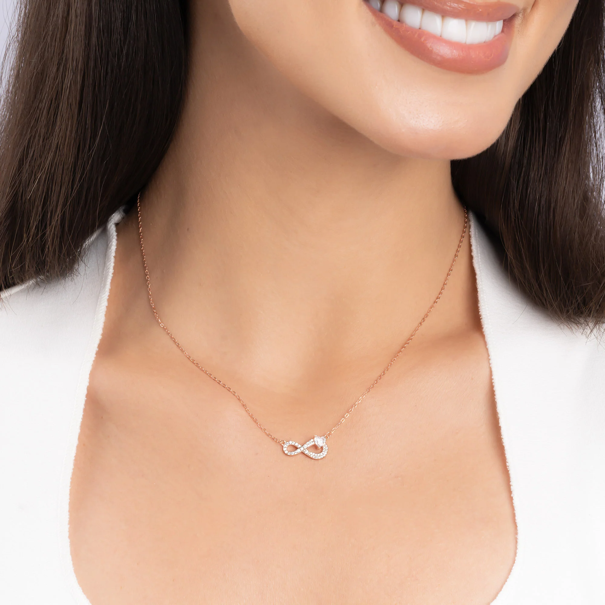 Infinity Pendant Necklace with CZ Stones - Image 3