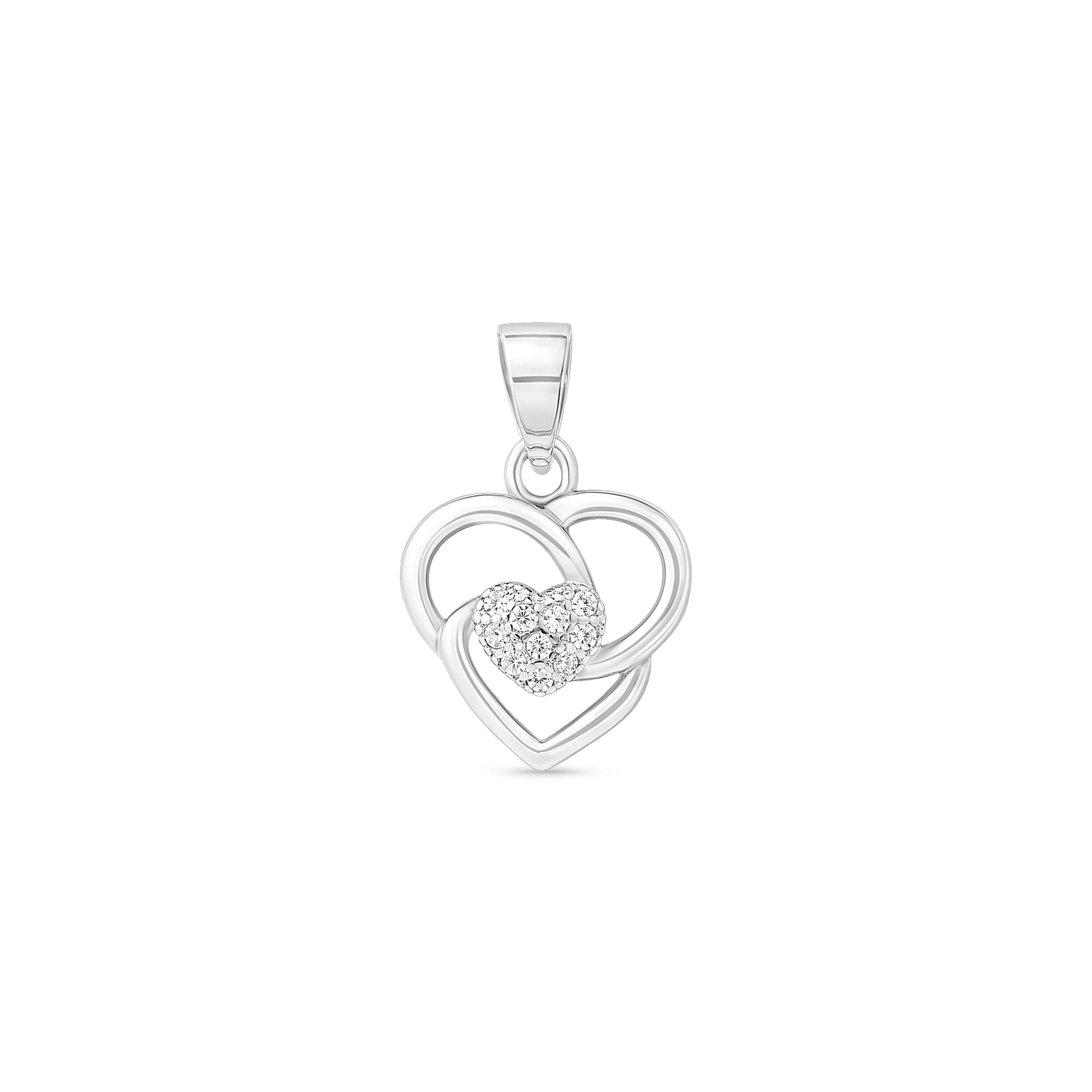 Interlocked Hearts Silver Pendant - Image 2