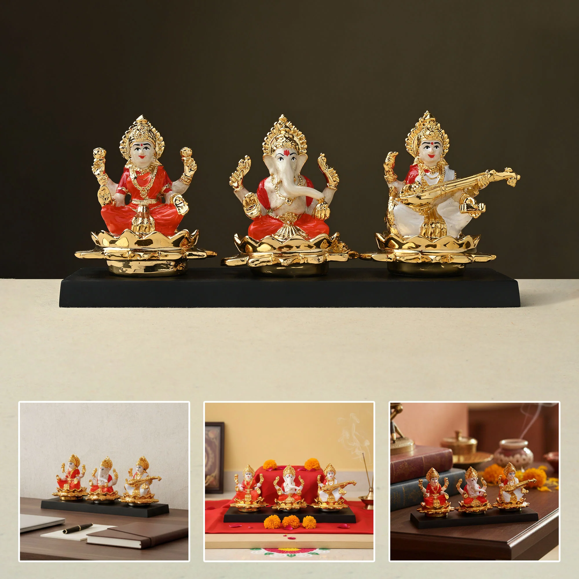 Lakshmi Ganesh Saraswati Idol Set - Image 6