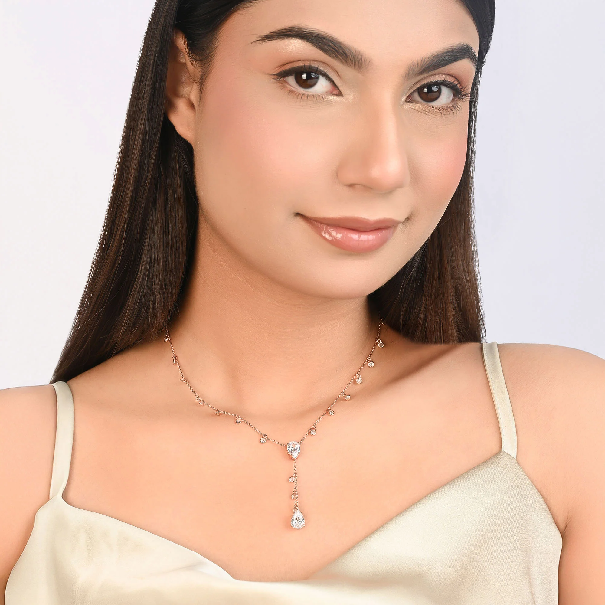Lariat Silver Drop Necklace - Image 11