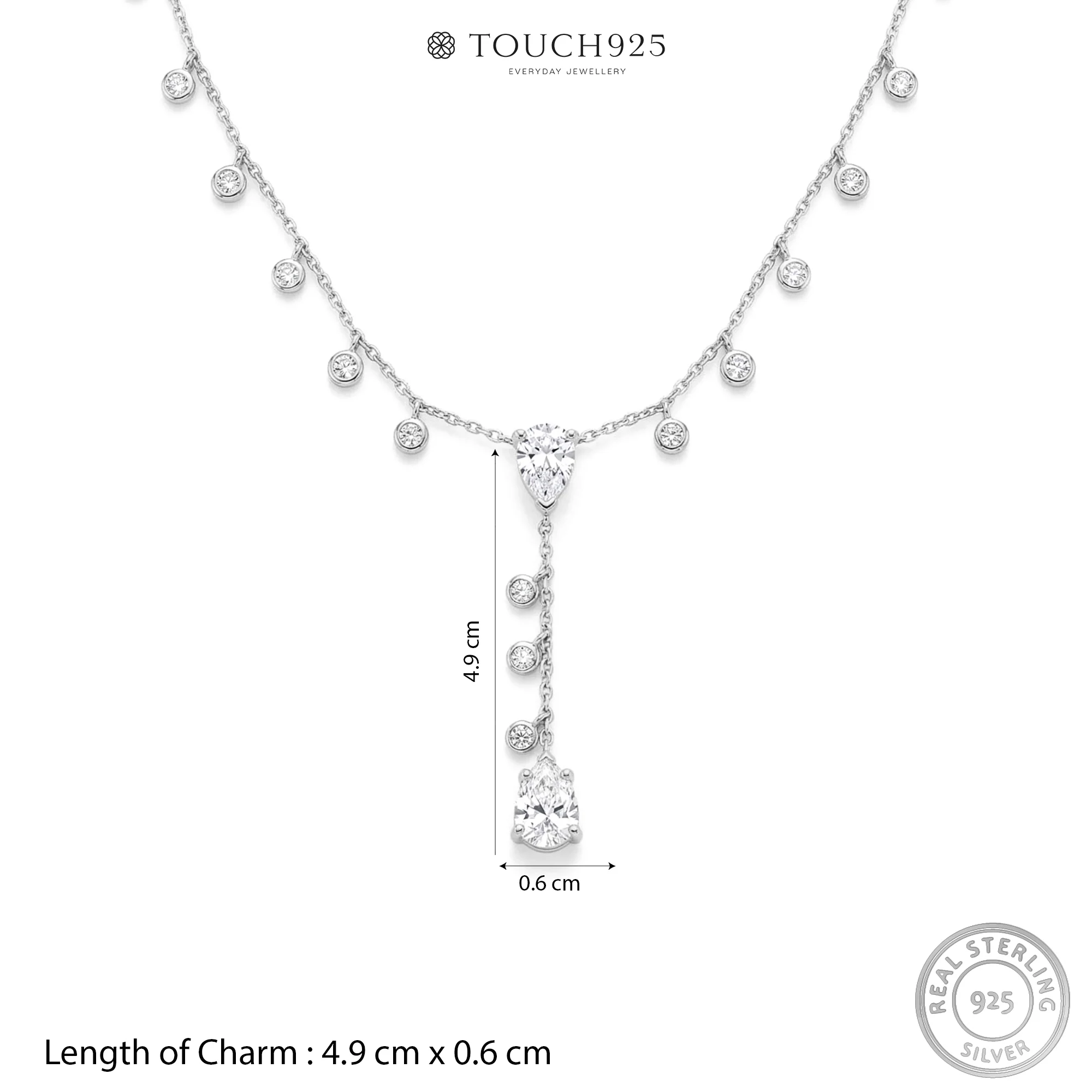 Lariat Silver Drop Necklace - Image 6