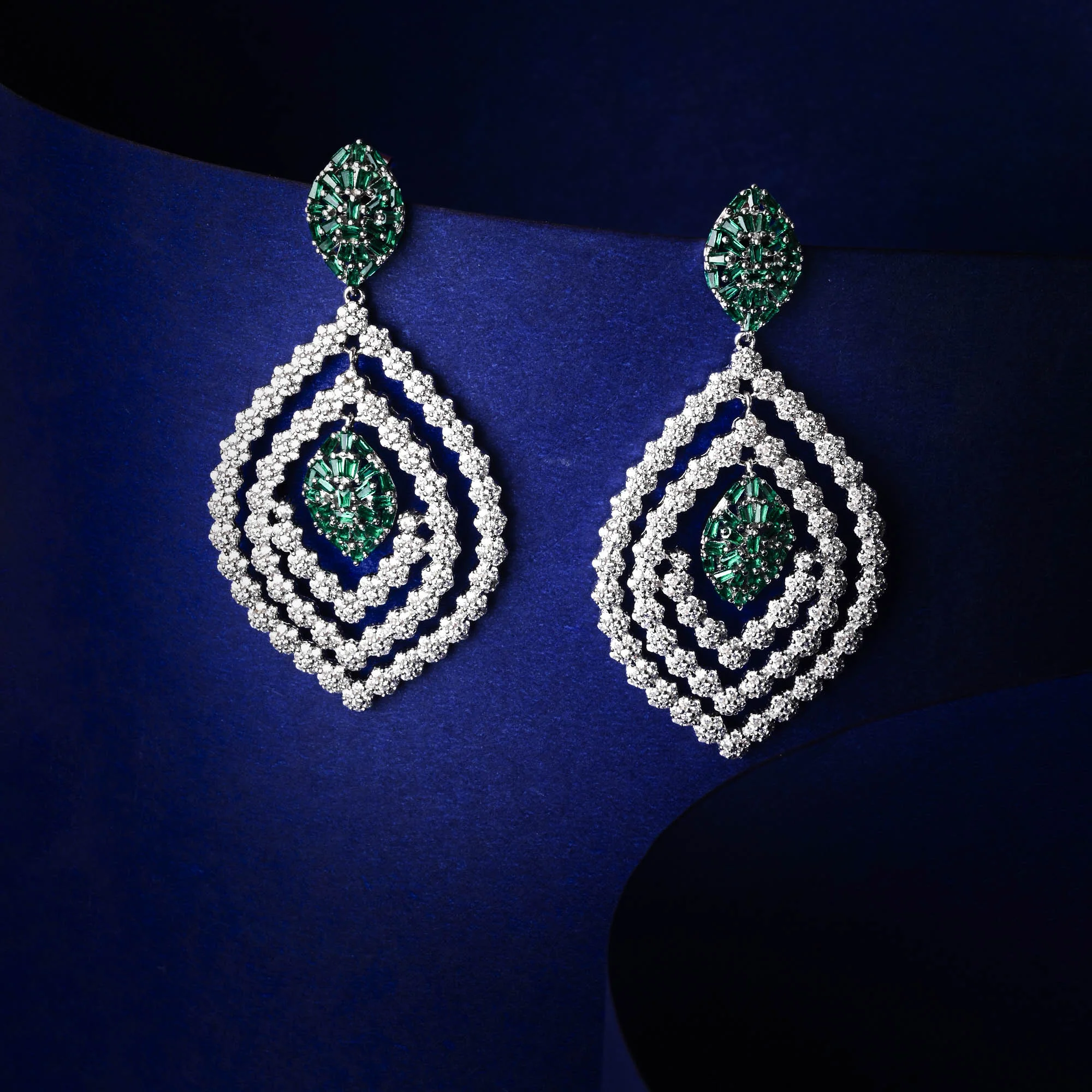 Layered CZ Motif Earrings - Image 2