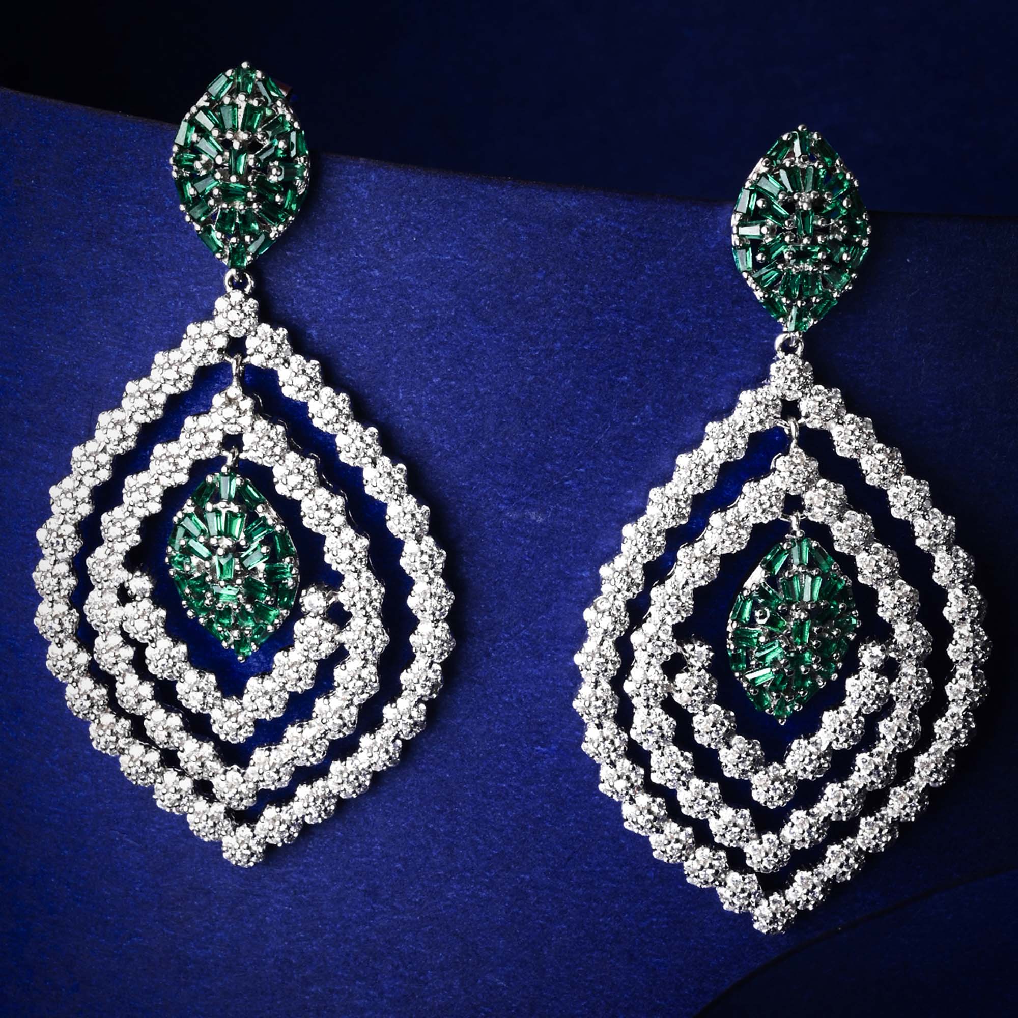 Layered CZ Motif Earrings - Image 4