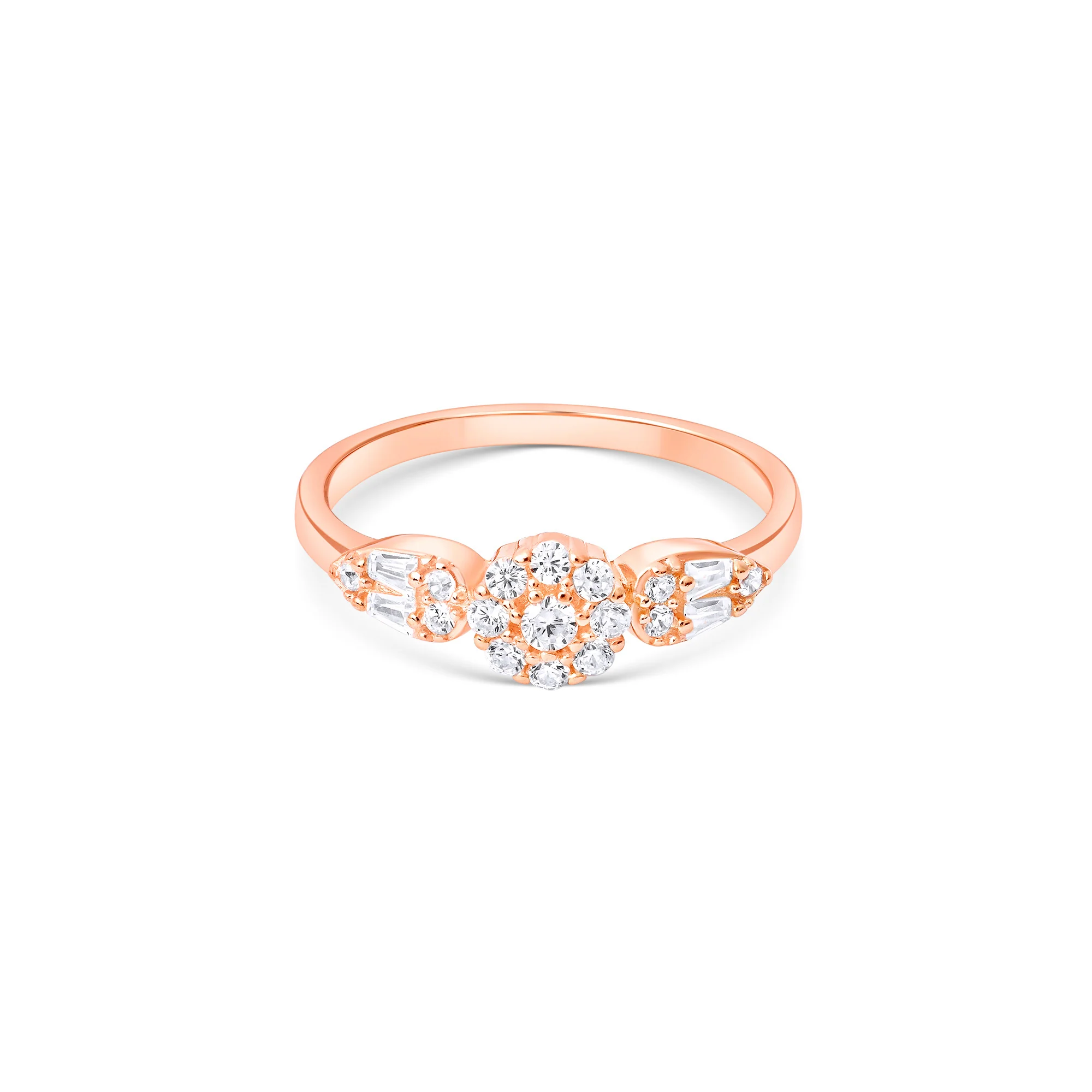 Leaf Accent Cluster CZ Silver Ring - Image 6
