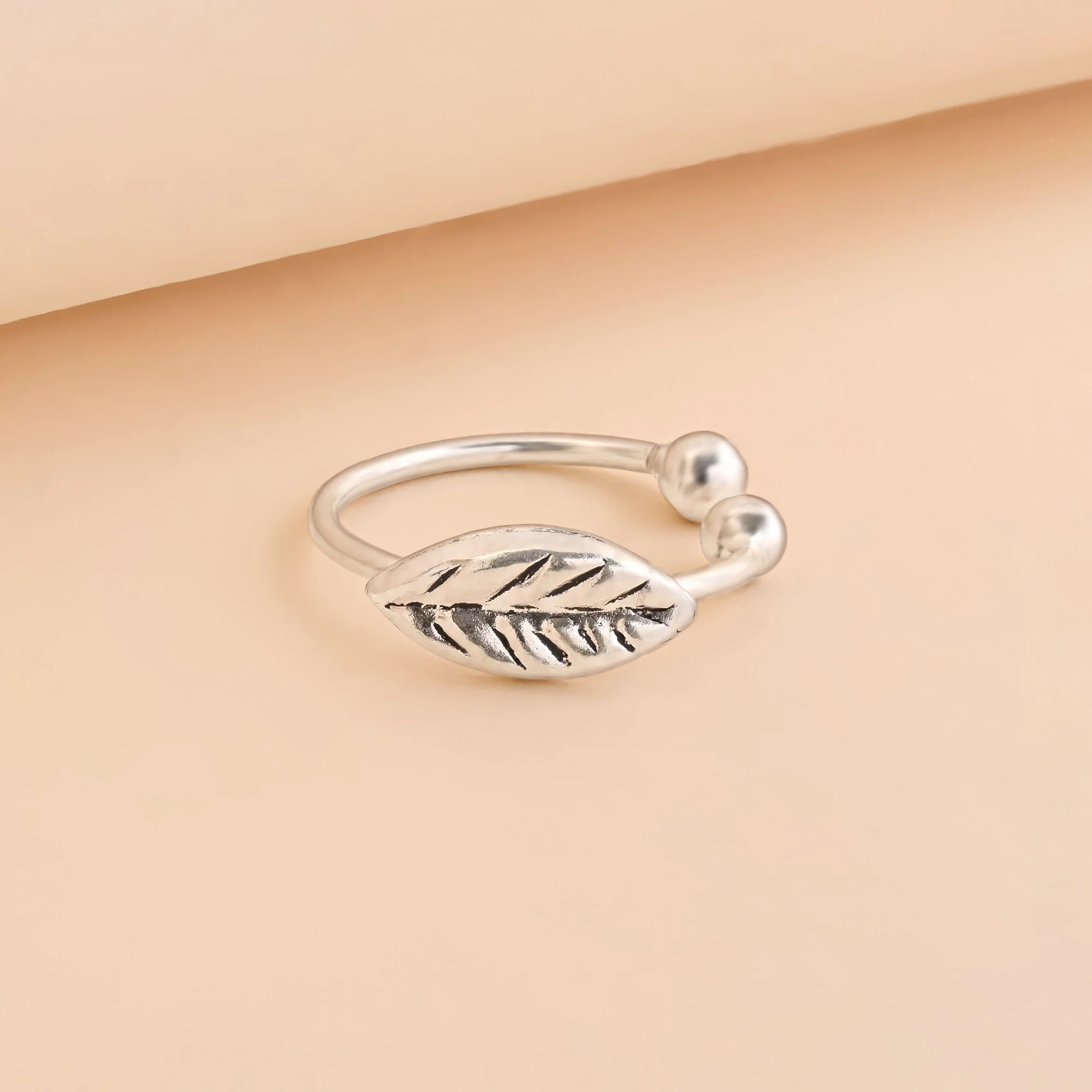Leaf Motif Bead Nose Ring - Image 7