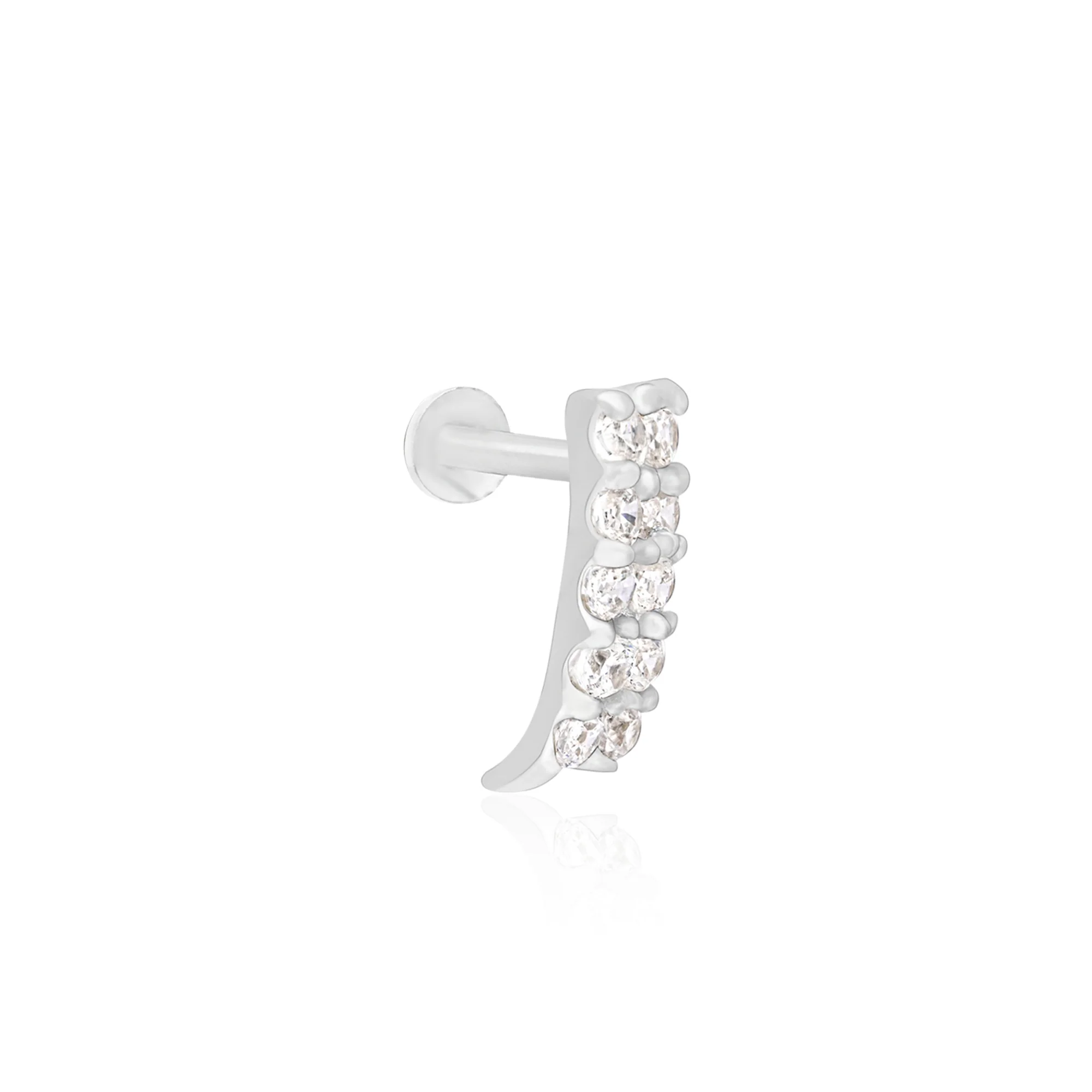 Linear Gleam Silver Nose Pin - Image 2