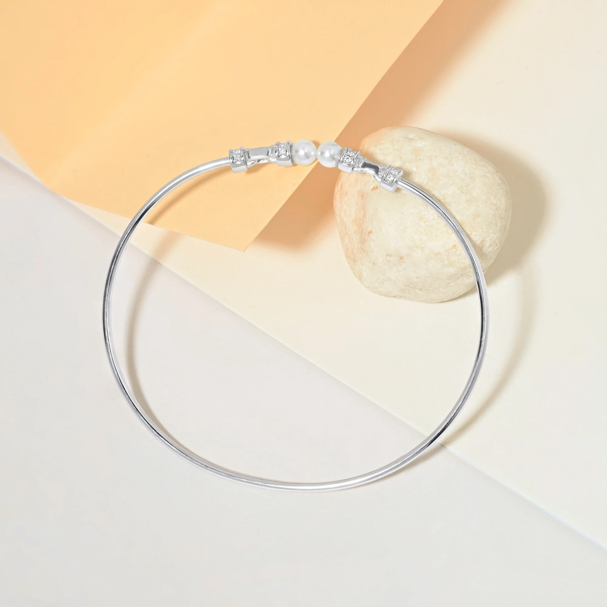 Linked Pearl Silver Kada - Image 8