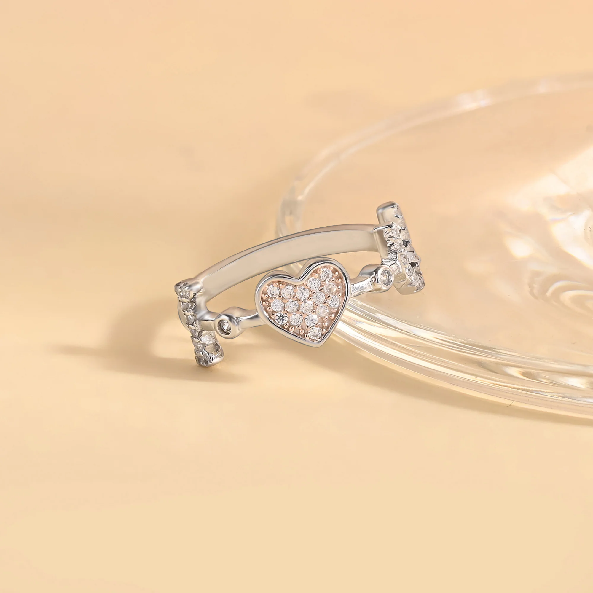 Love Heart-Crafted Silver Ring