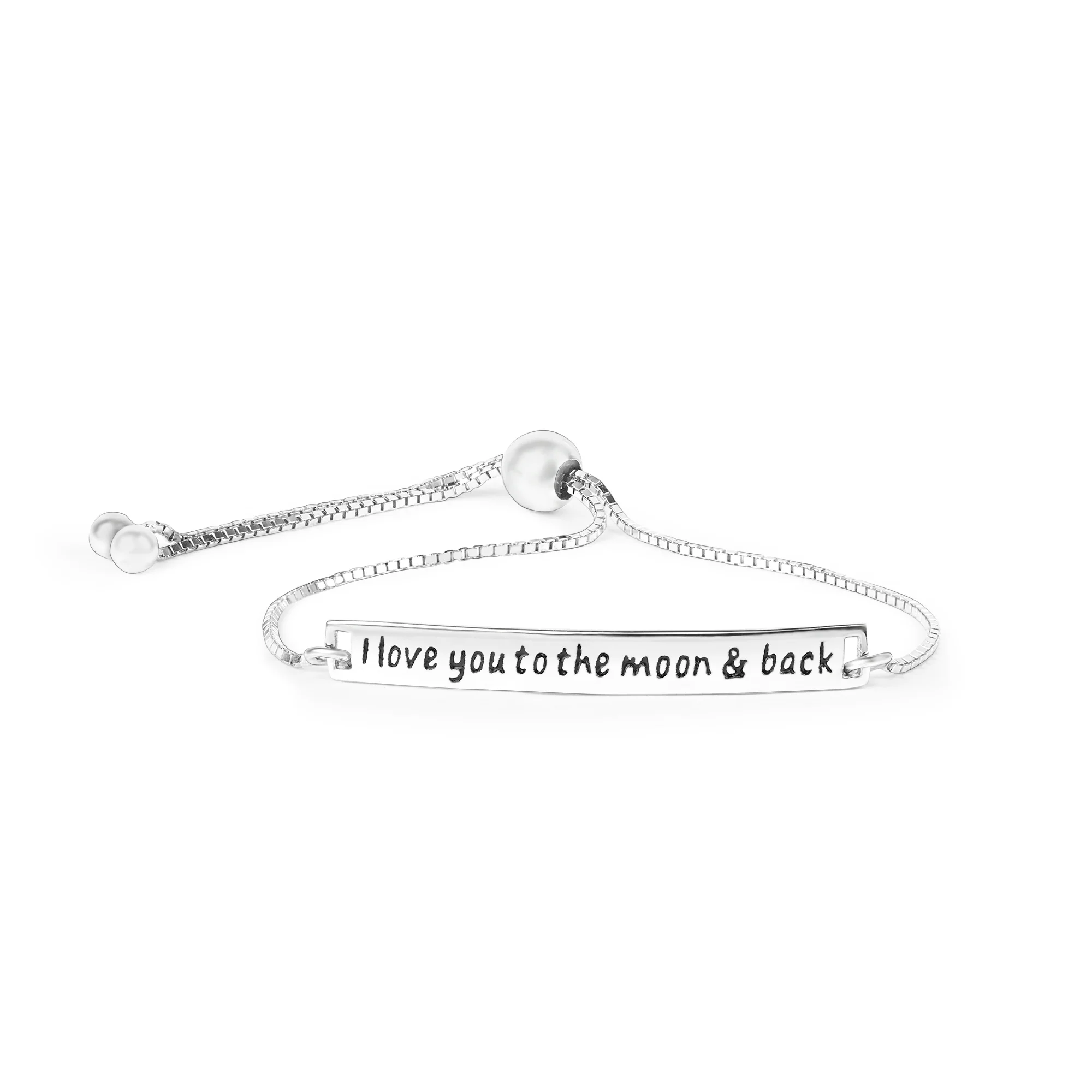 Love You to the Moon & Back Silver Bracelet - Image 2