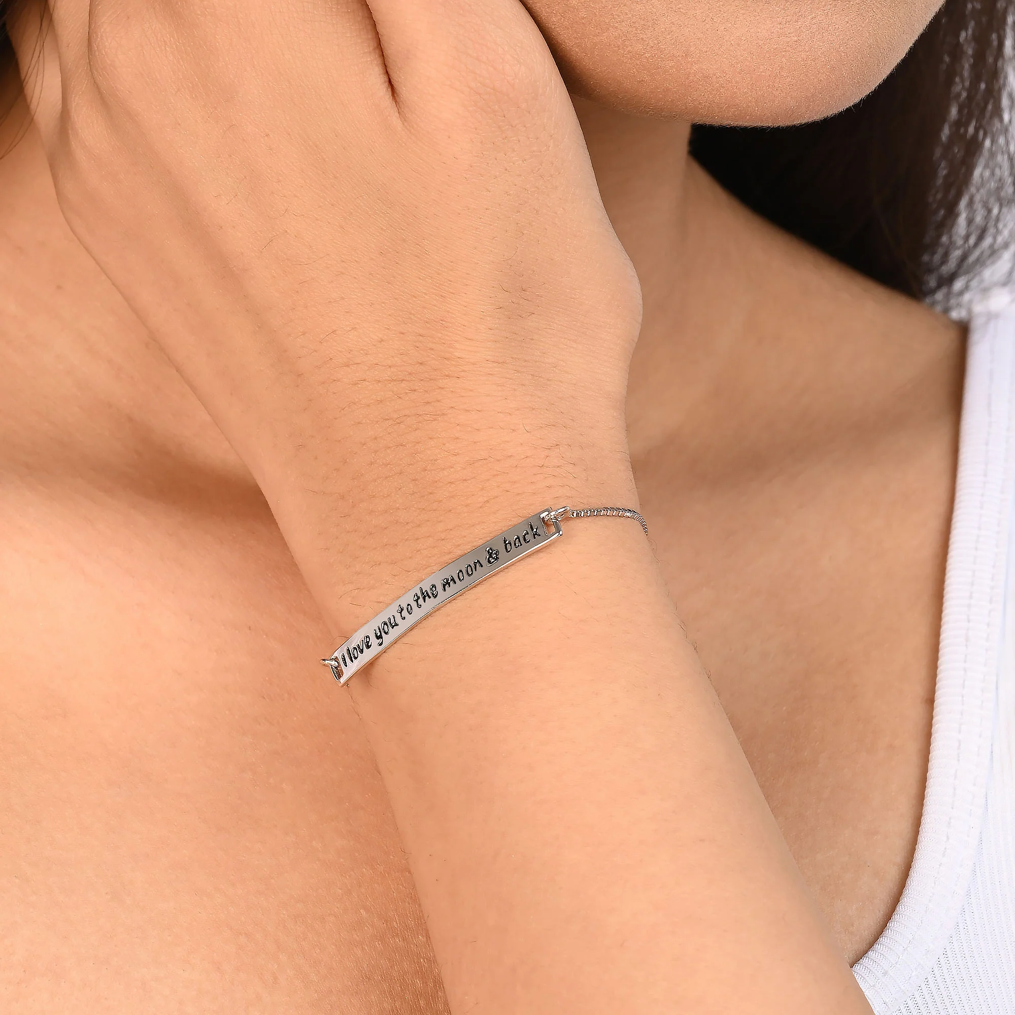 Love You to the Moon & Back Silver Bracelet - Image 4