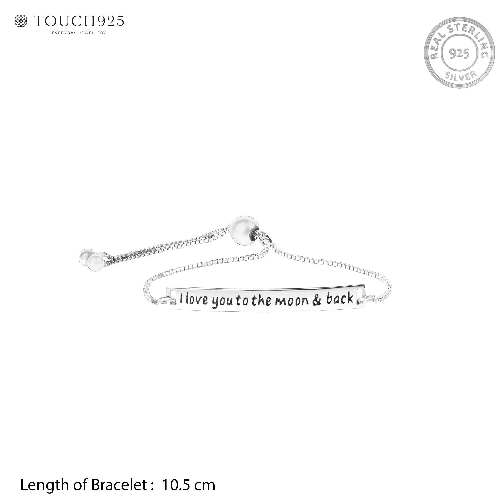 Love You to the Moon & Back Silver Bracelet - Image 5