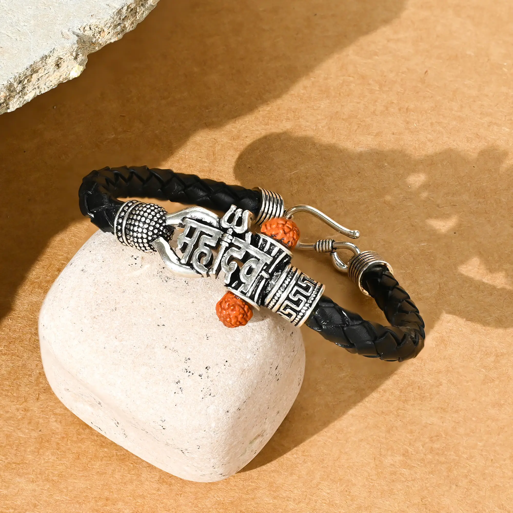 Mahadev Engraved Silver Bracelet - Image 3