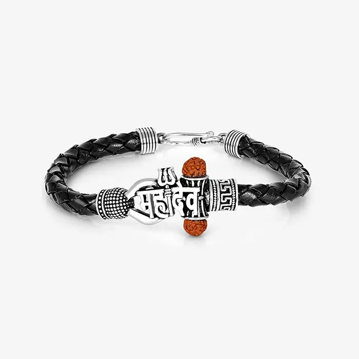 Mahadev Engraved Silver Bracelet - Image 5