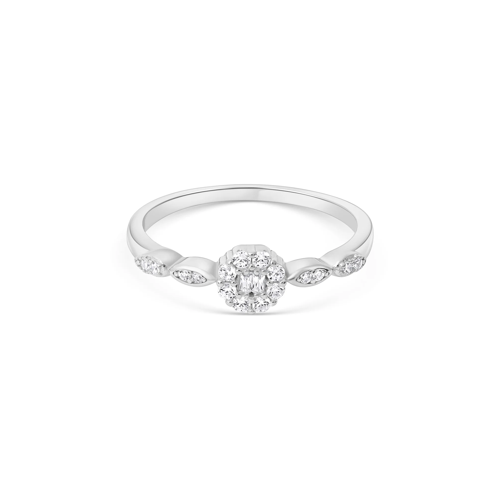 Marquise Accent Cluster Silver Ring - Image 6