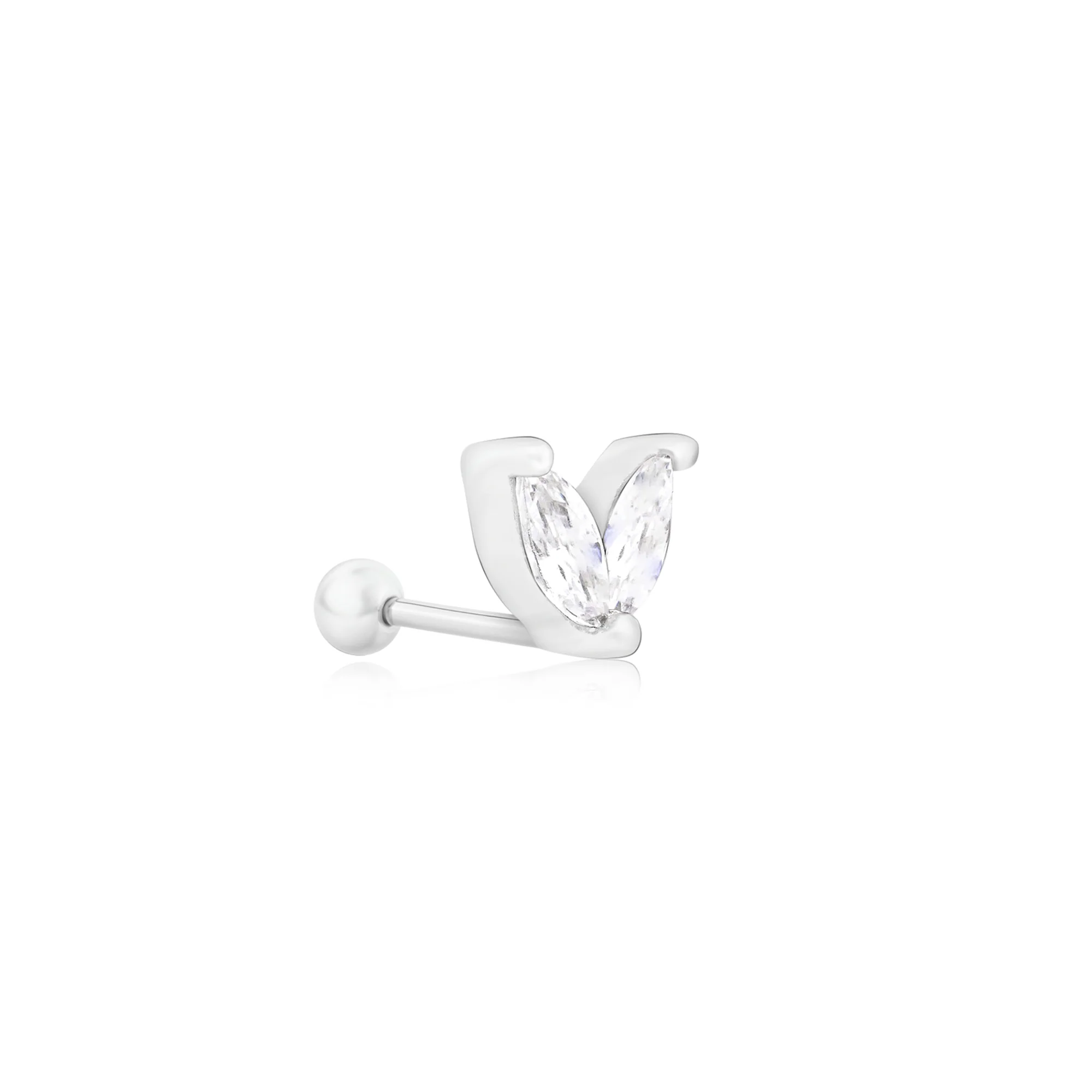 Marquise Leaf Silver Stud Earrings - Image 4