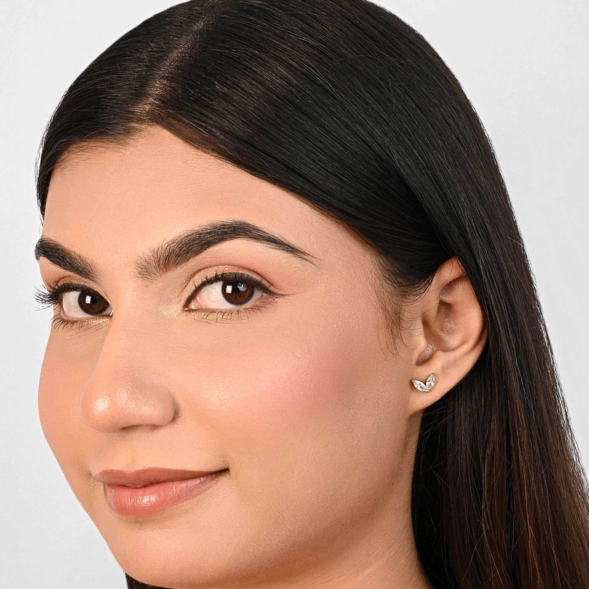 Marquise Leaf Silver Stud Earrings - Image 5