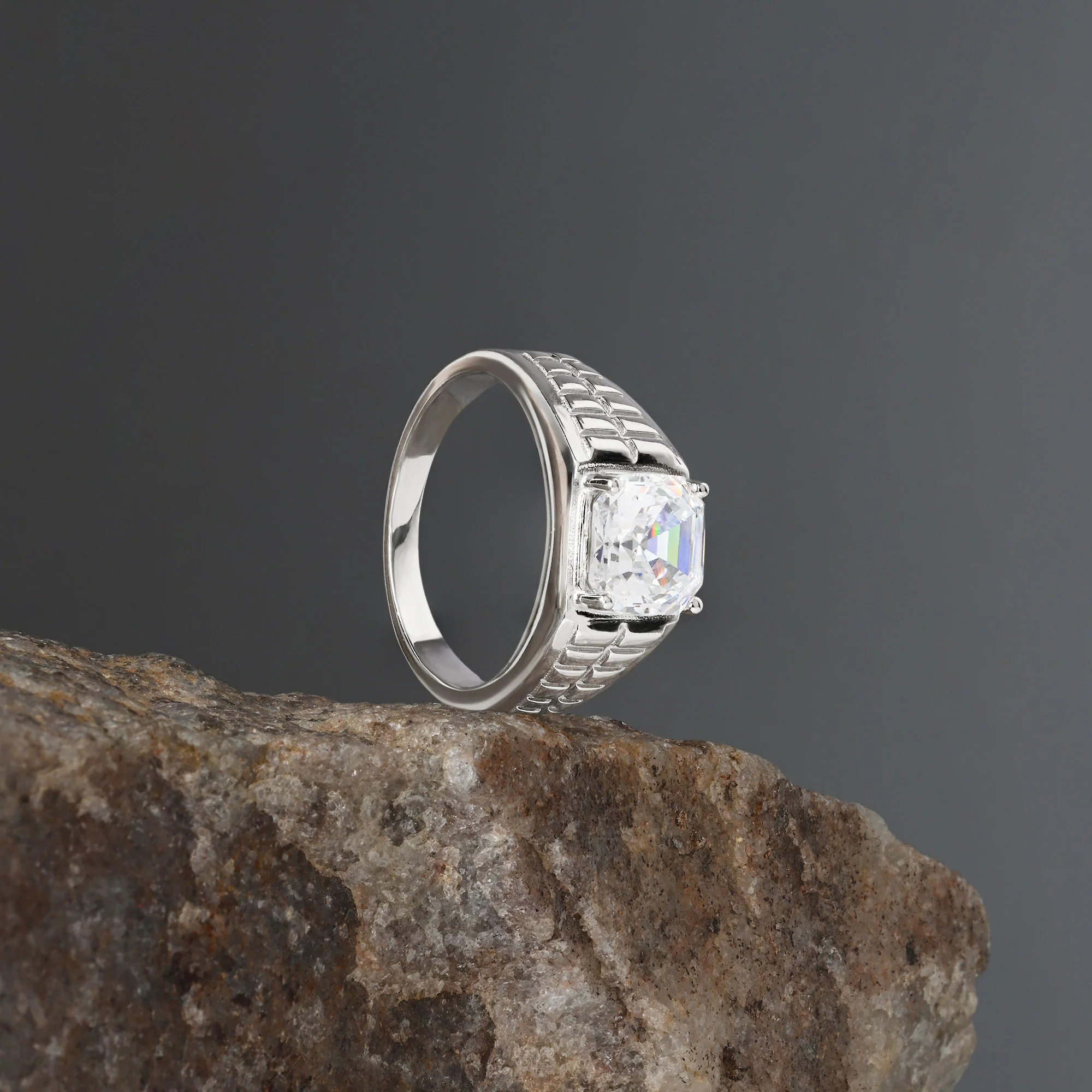 Matrix Cut Silver Ring