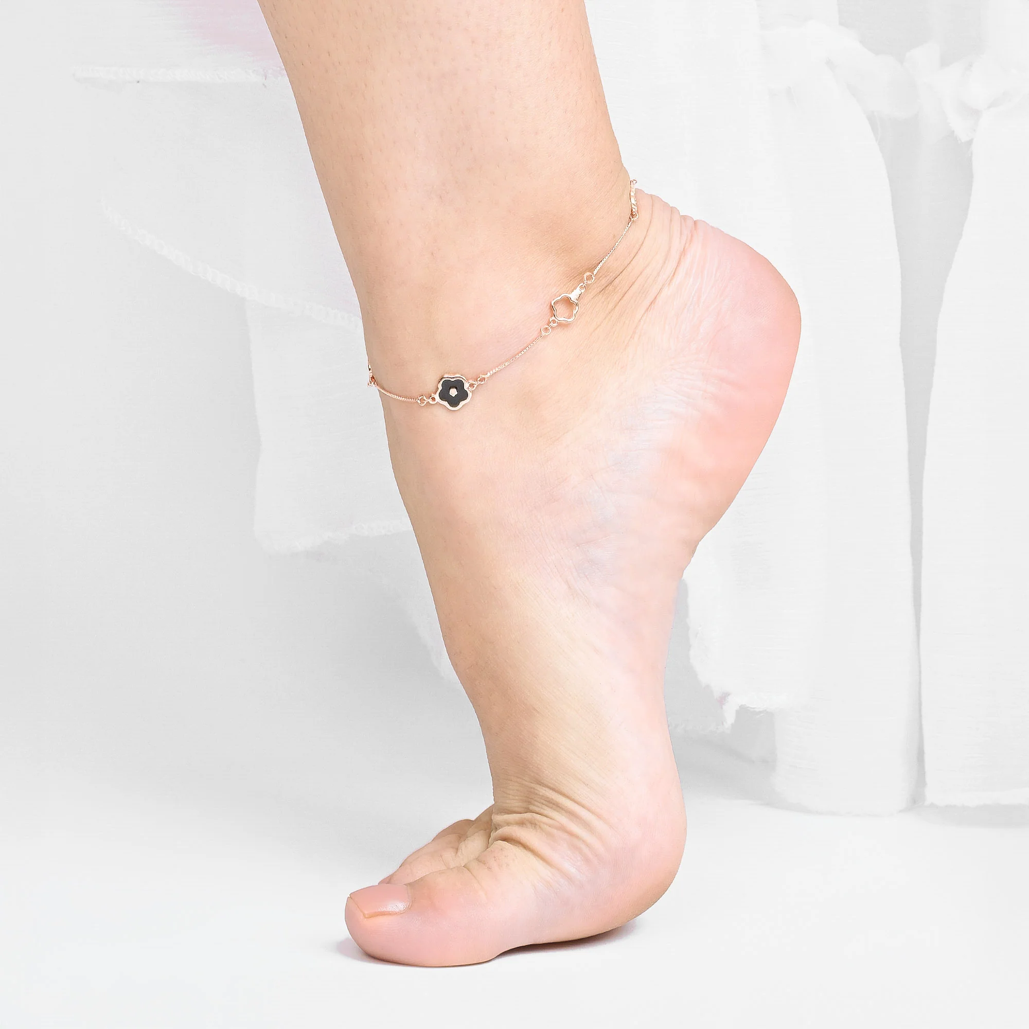 Midnight Bloom Silver Anklet - Image 13