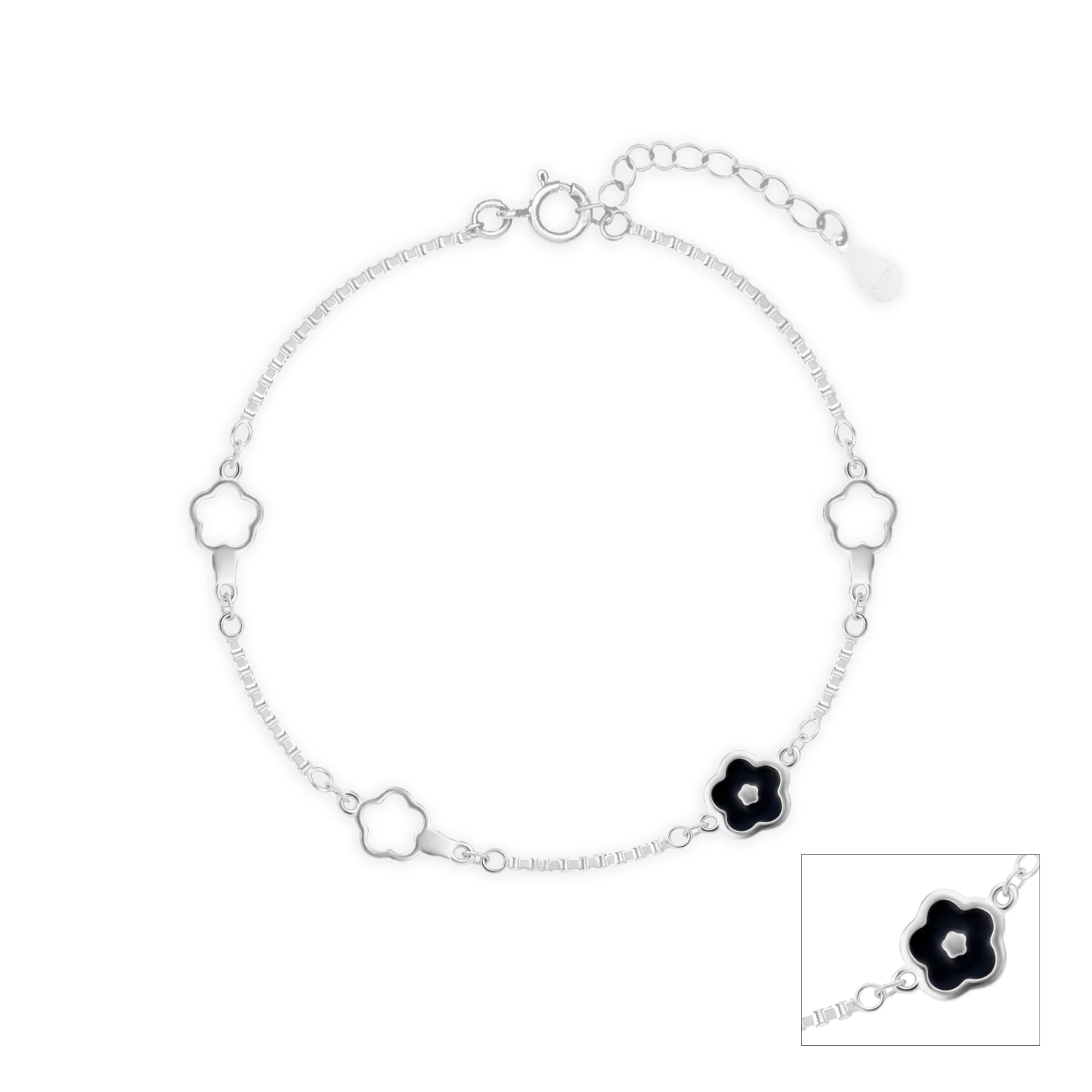 Midnight Bloom Silver Anklet - Image 2
