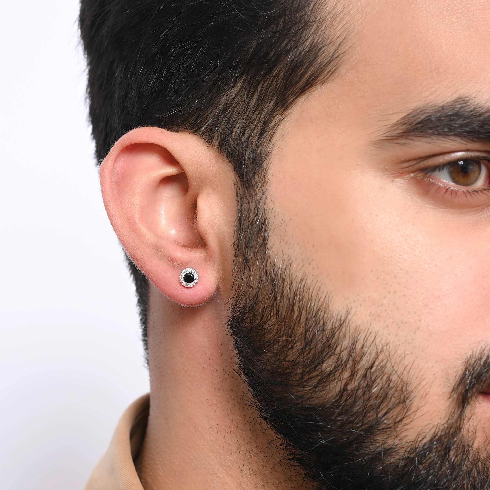 Midnight Round Silver Studs - Image 3