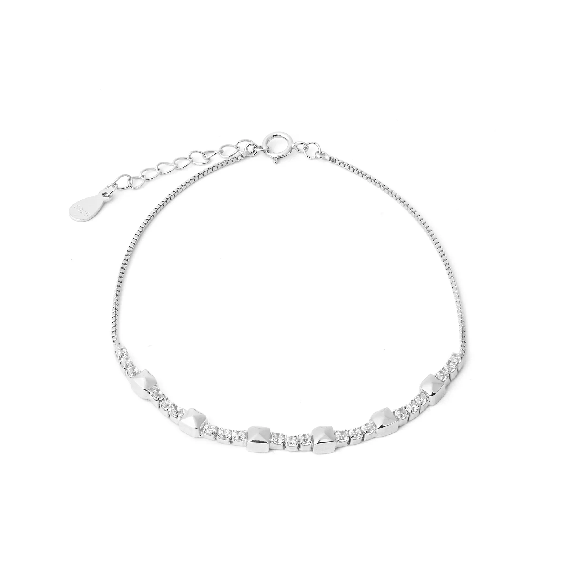 Mini Stud Silver Bracelet - Image 2