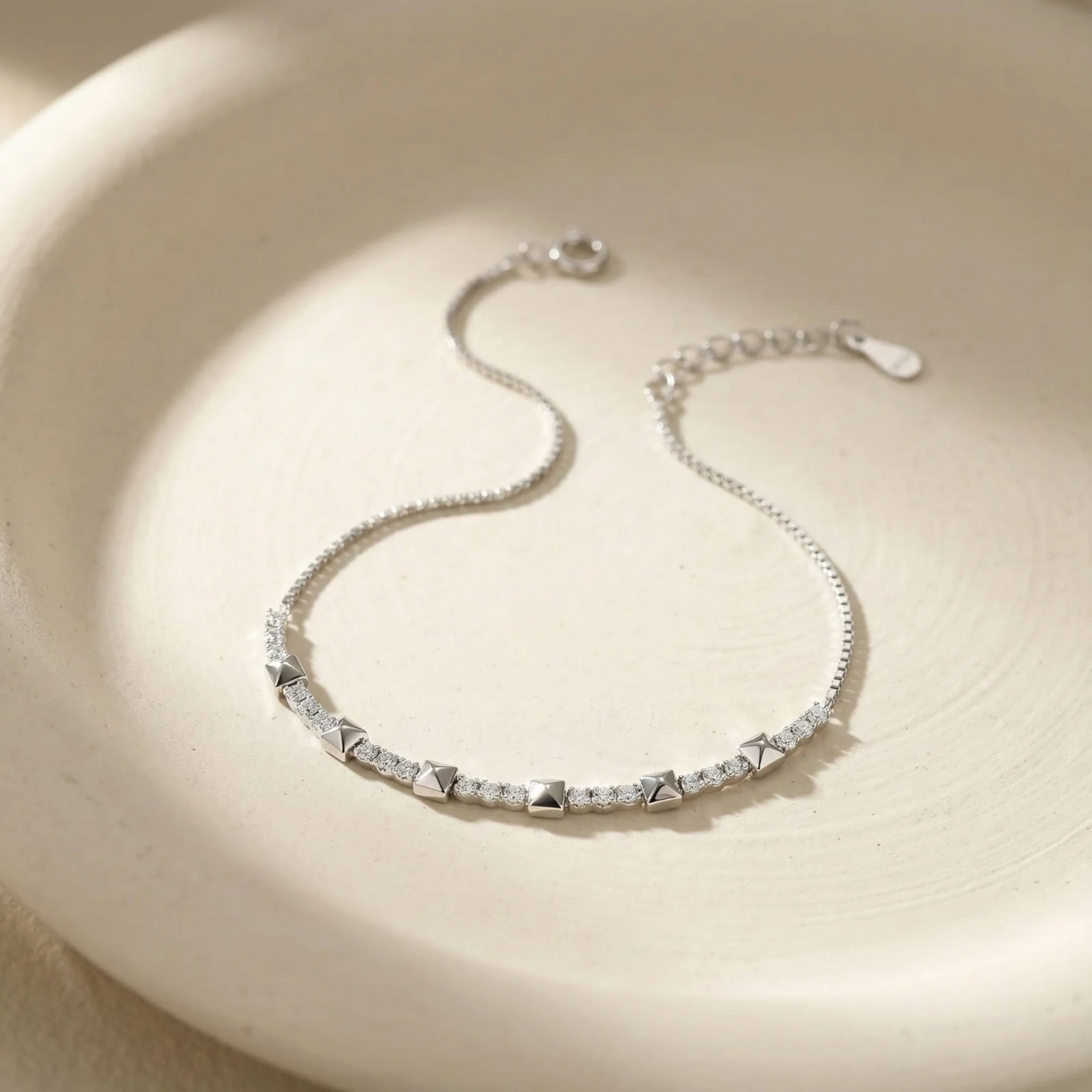Mini Stud Silver Bracelet - Image 3
