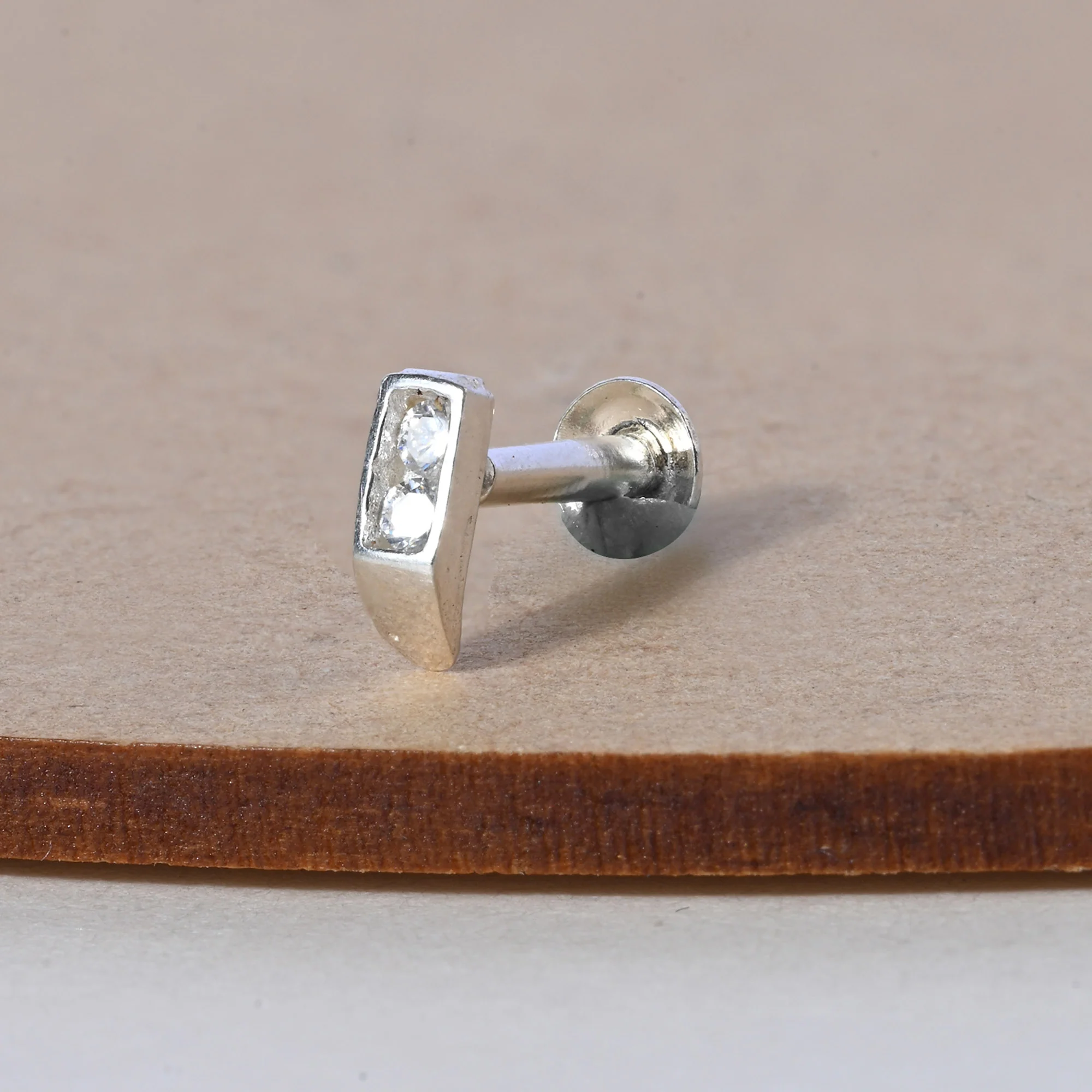 Minimal Bar Silver Nose Pin - Image 3