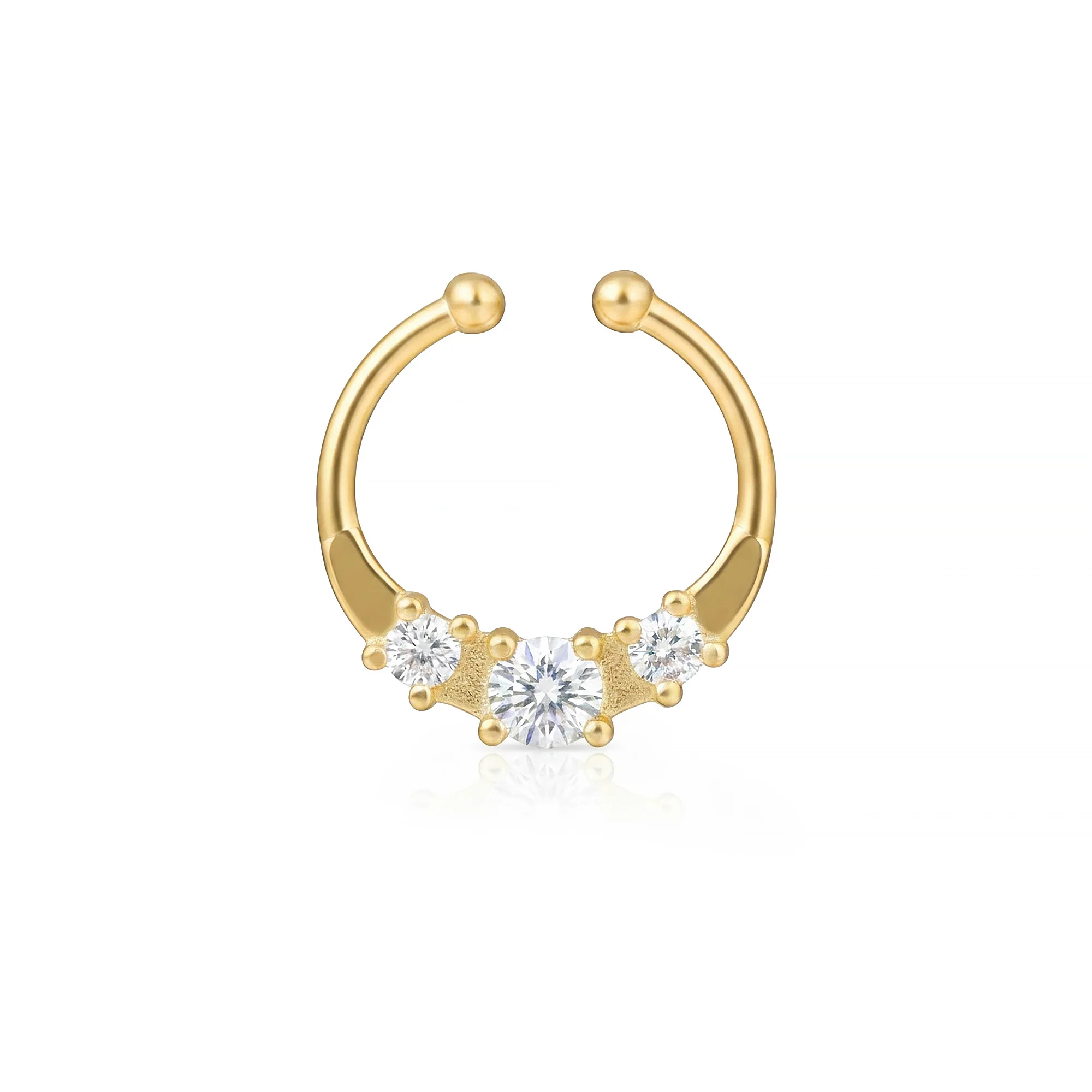 Minimal CZ Arc Septum Nose Ring - Image 2